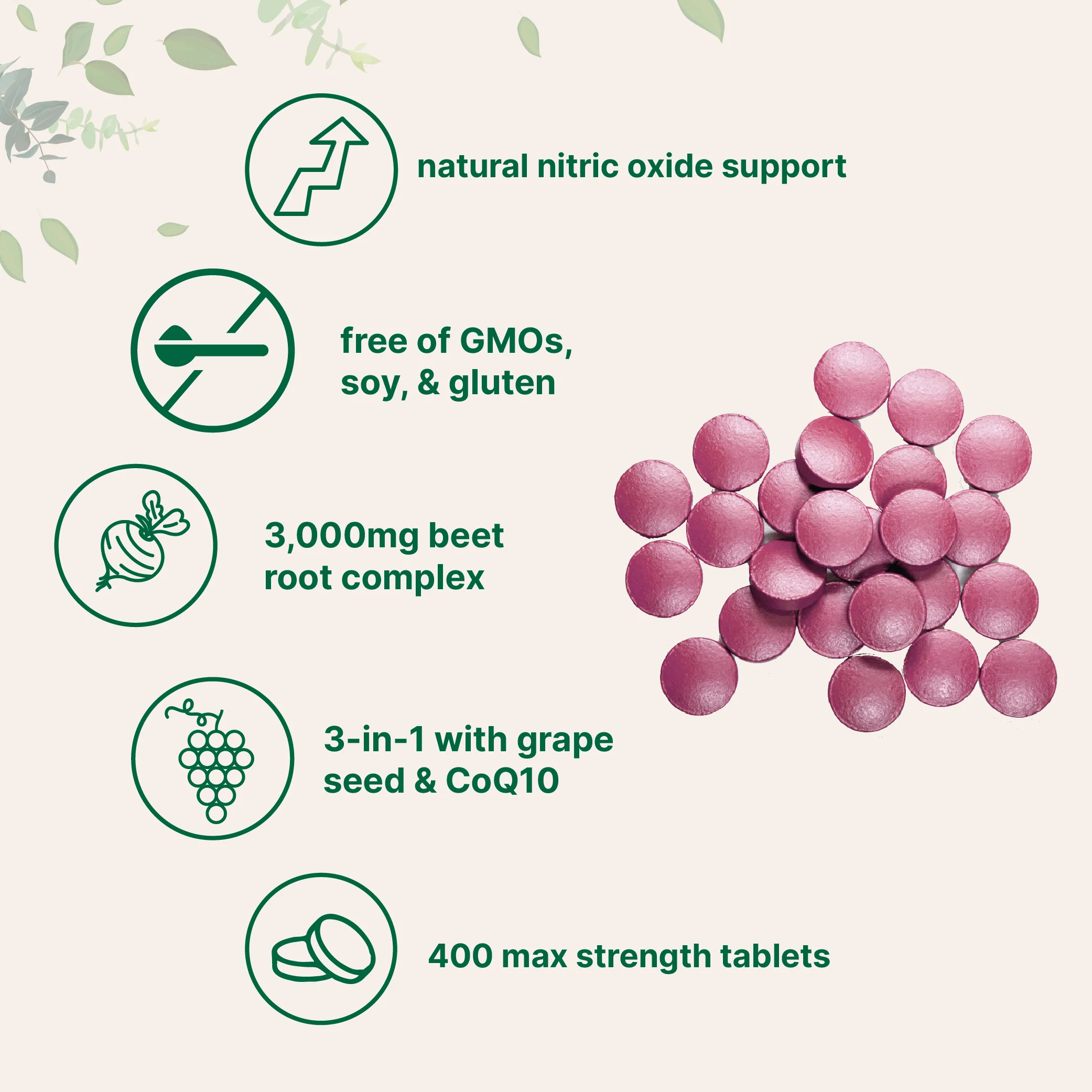 Micro Ingredients Beet Root 3,000mg with Grape Seed Extract & CoQ10, 400 Tablets - Image 3