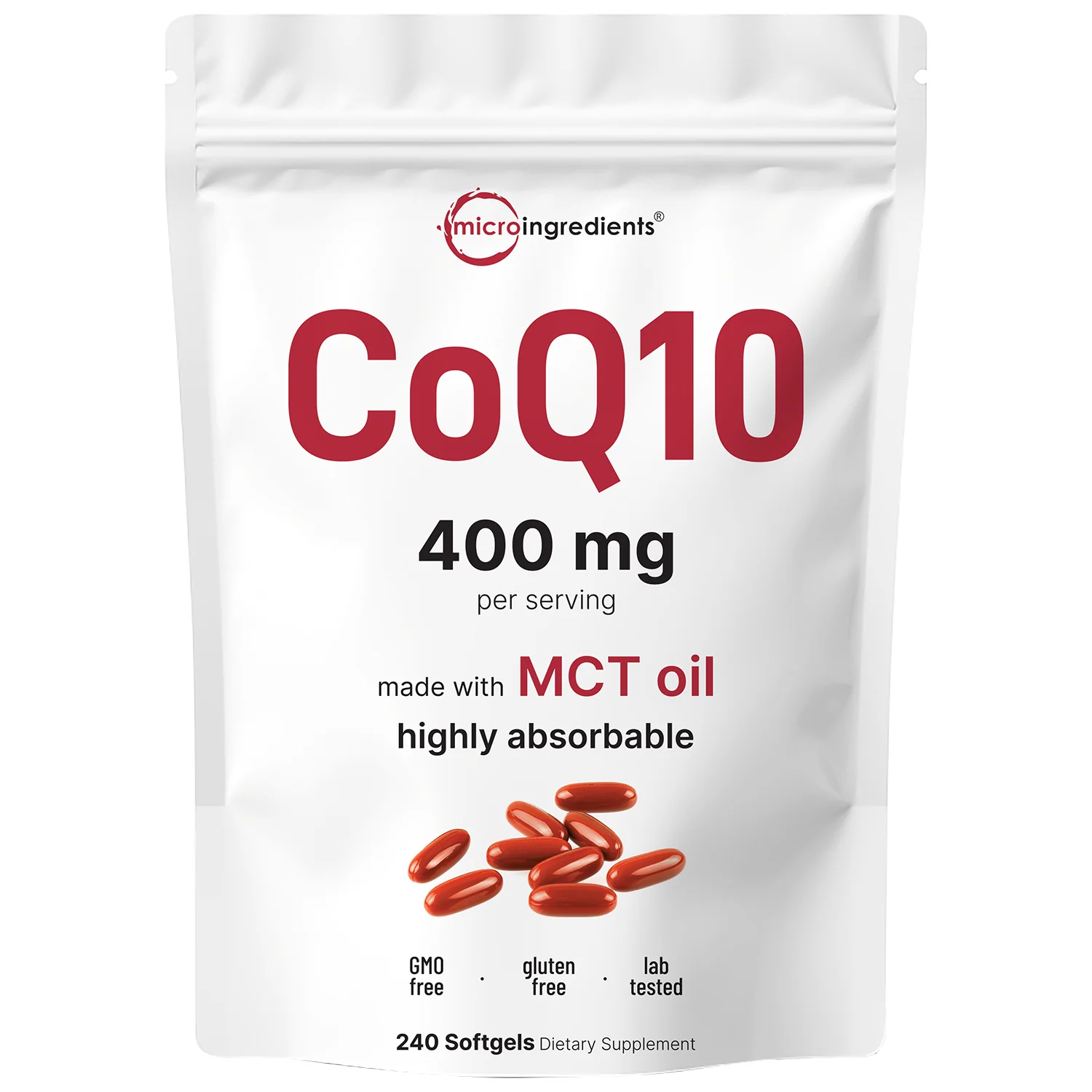 Micro Ingredients CoQ10 240 Softgels with Coconut MCT Oil - Image 11