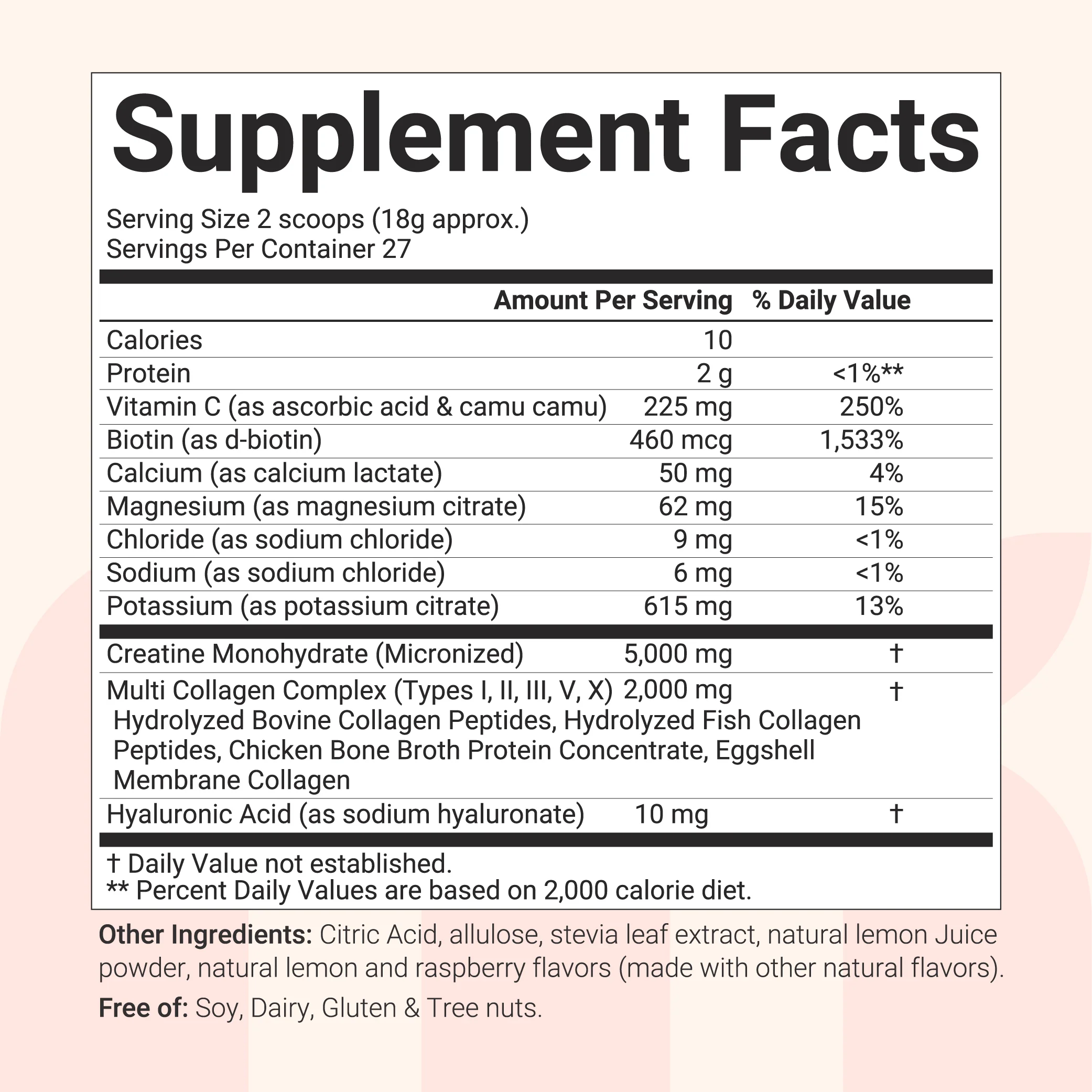Creatine Monohydrate for Women with Multi Collagen Electrolyte, 500g (Lemon & Raspberry Flavor) - Image 2