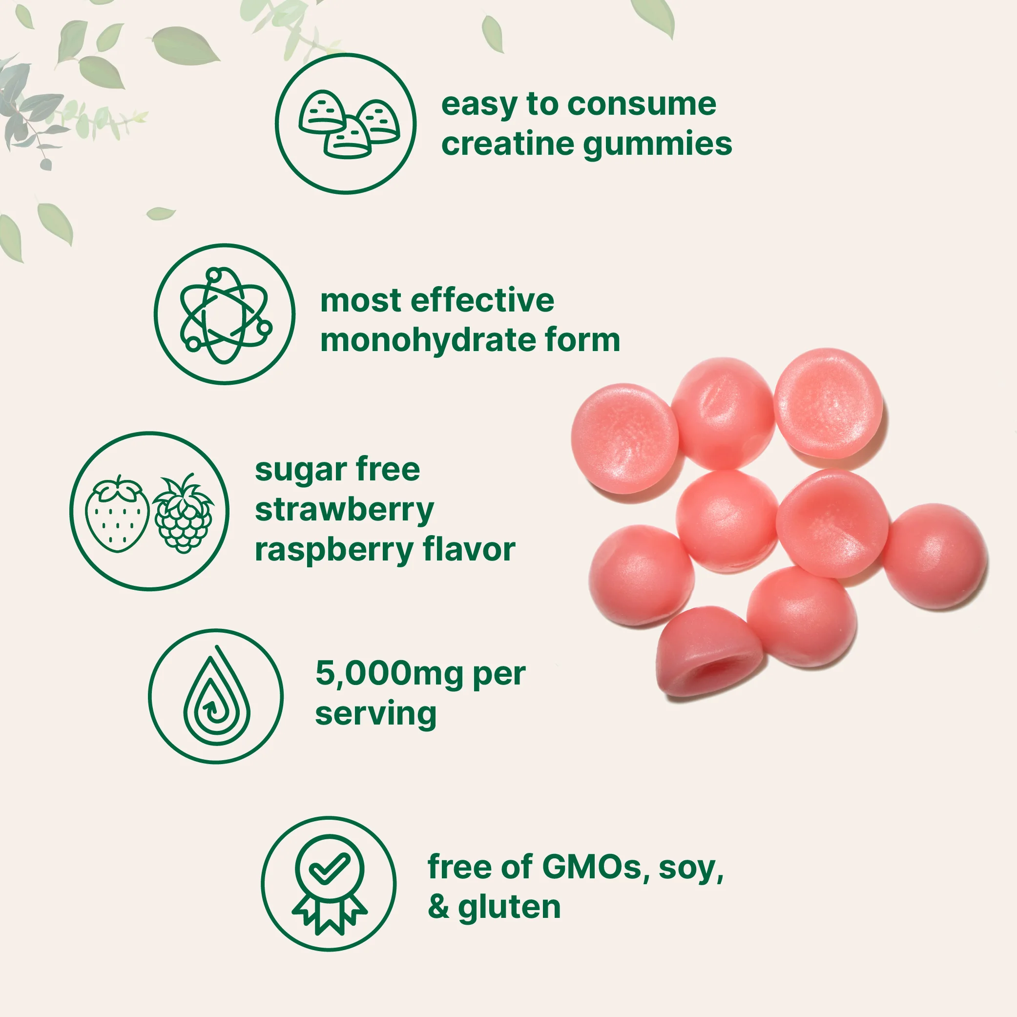 Creatine Monohydrate Gummies 5,000mg Per Serving, 120 Count - Image 3