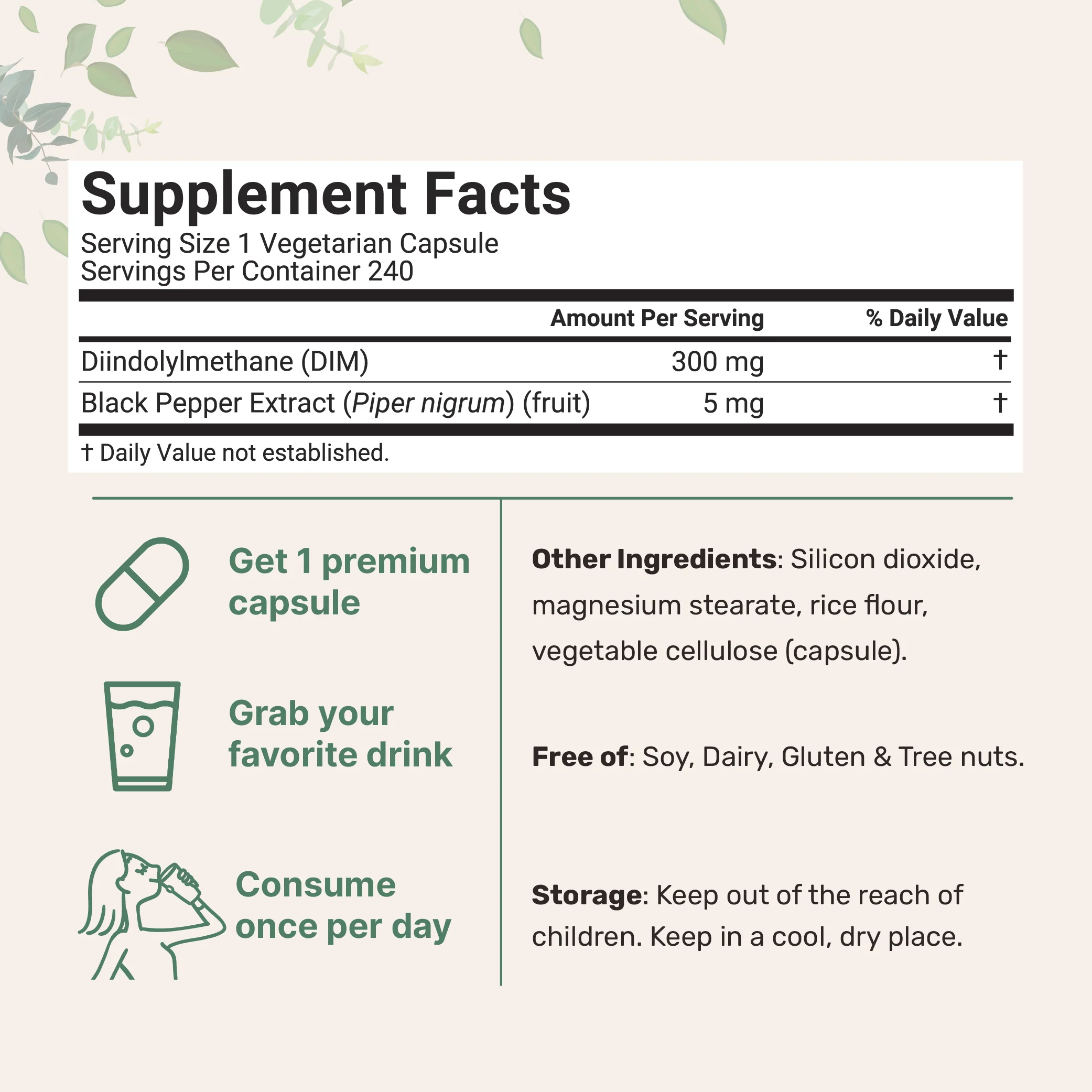 Micro Ingredients DIM Supplement with Black Pepper Extract, 240 capsules - Image 2