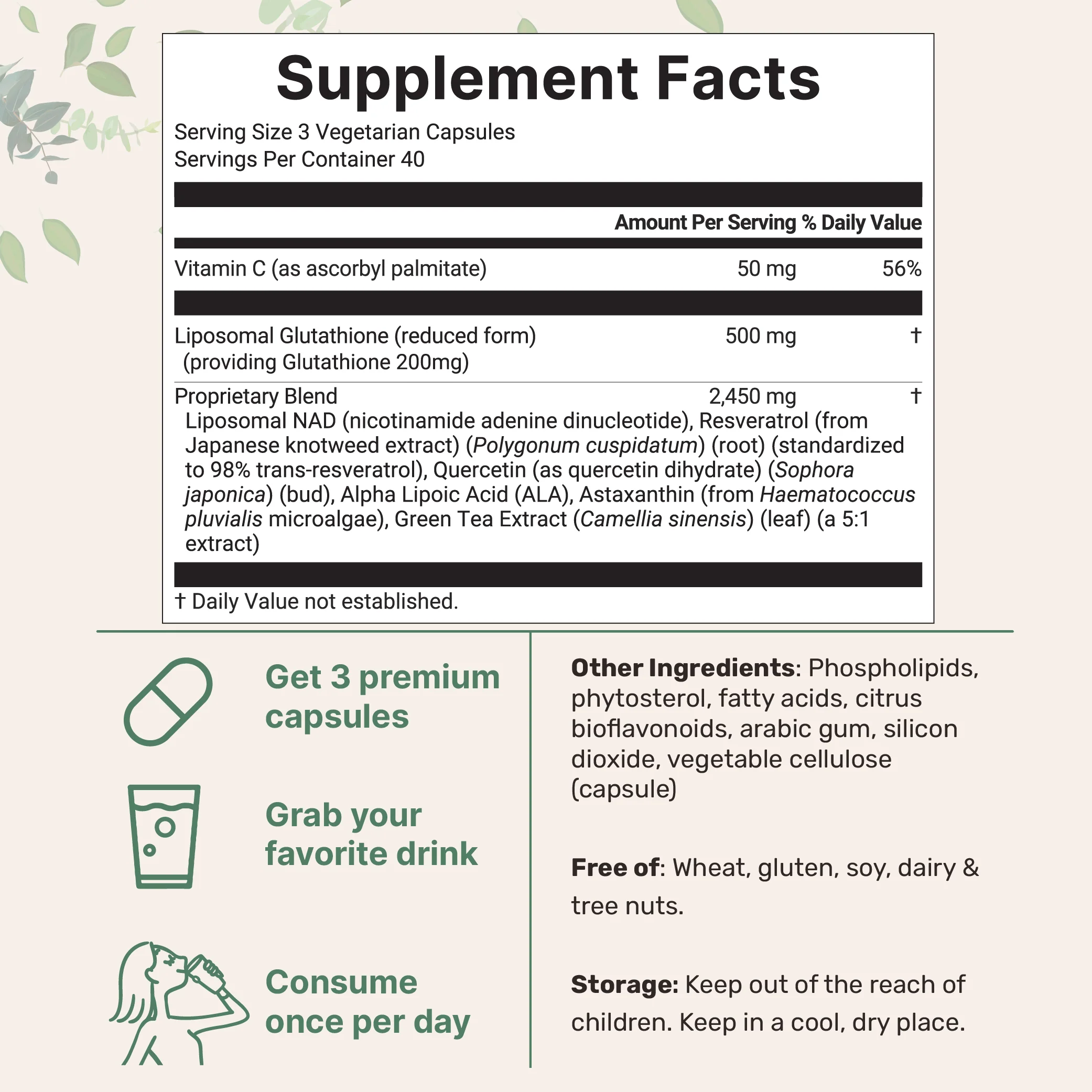 Micro Ingredients Liposomal Glutathione Complex 3000mg, 120 Vegetarian Capsules - Image 2