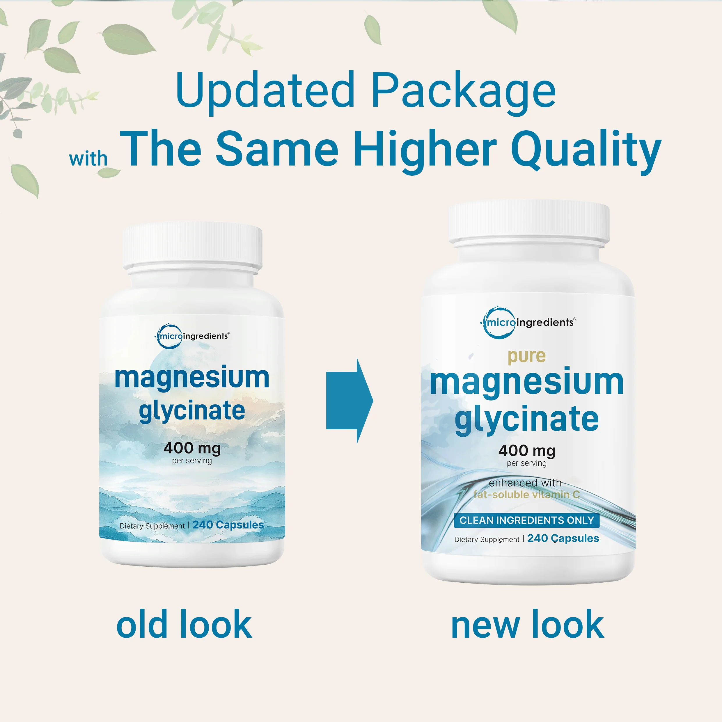 Micro Ingredients Pure Magnesium Glycinate 400mg Per Serving, 240 Capsules - Image 3