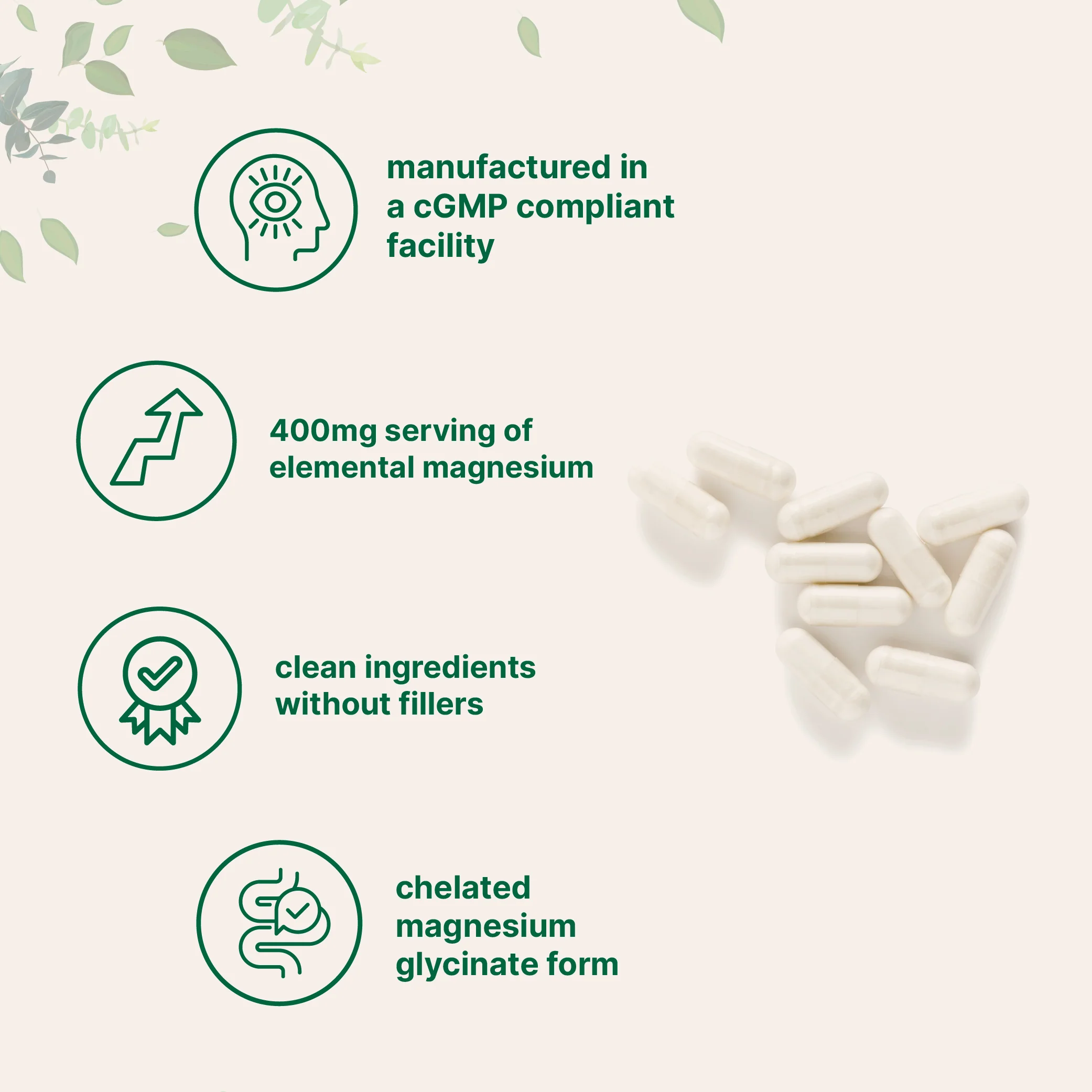 Micro Ingredients Pure Magnesium Glycinate 400mg Per Serving, 240 Capsules - Image 4