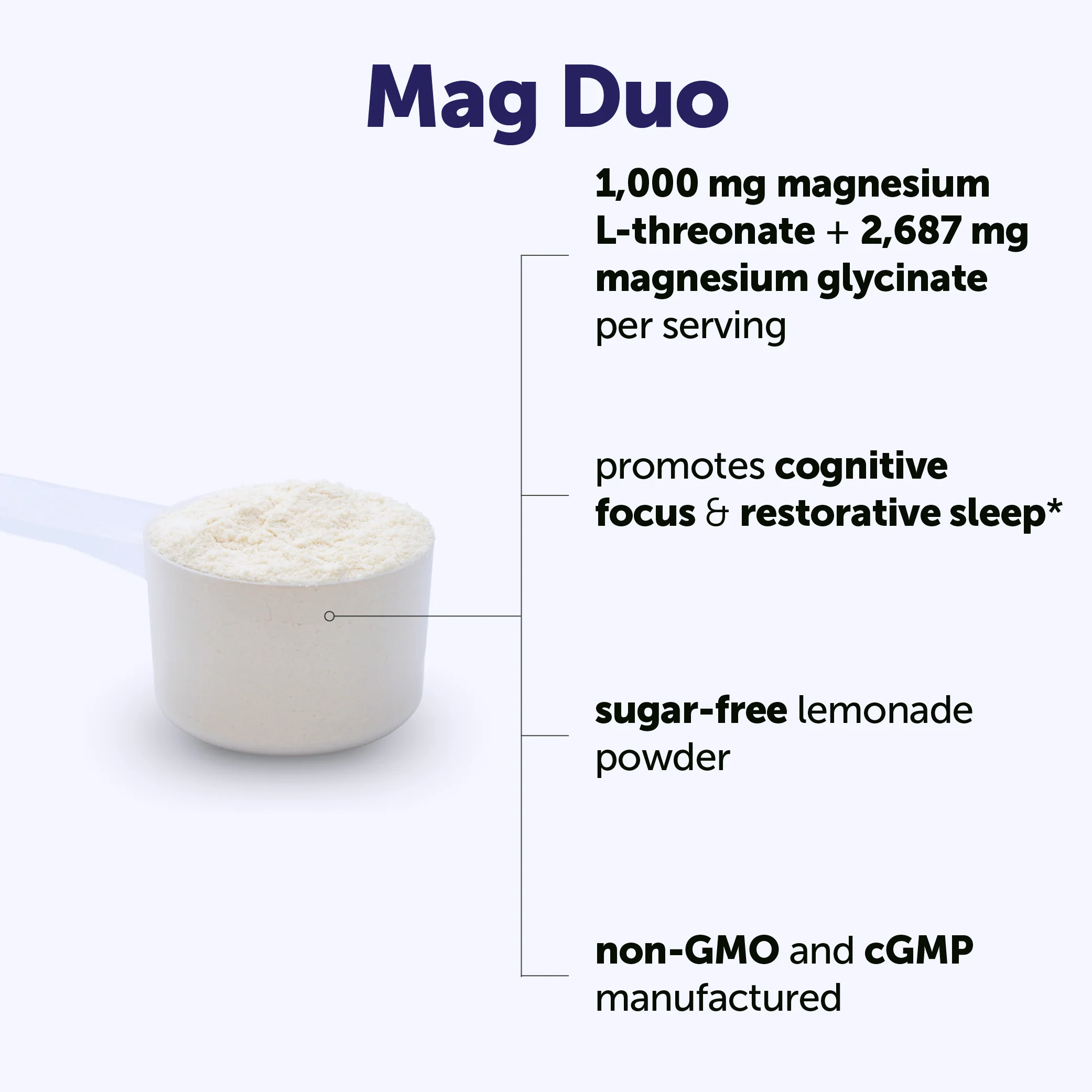 Micro Ingredients Mag Duo™ Magnesium L-Threonate with Magnesium Glycinate 180g Powder Jar, Lemonade Flavors - Image 3