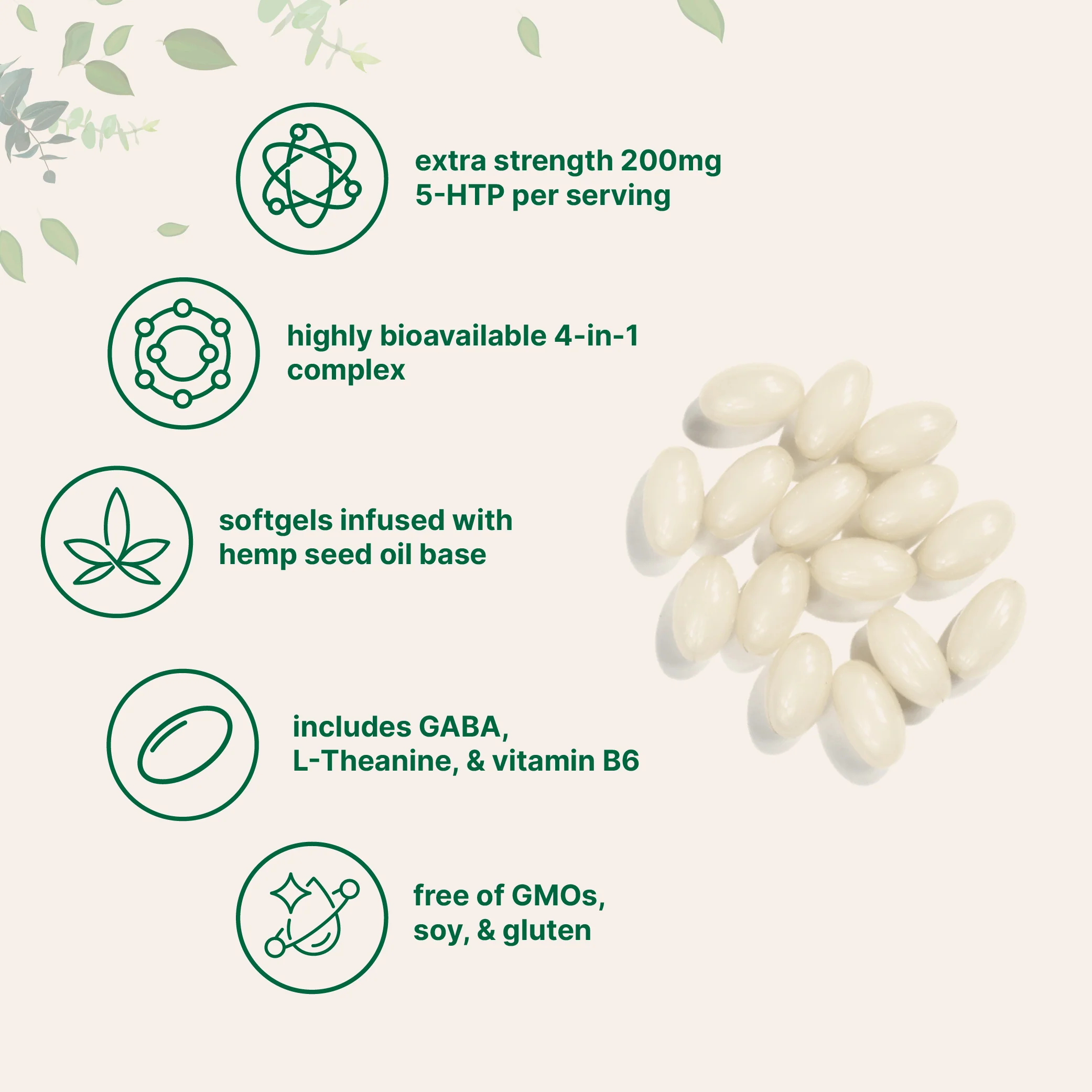 Micro Ingredients 5-HTP+ with Hemp Seed Oil, 240 Softgels - Image 3