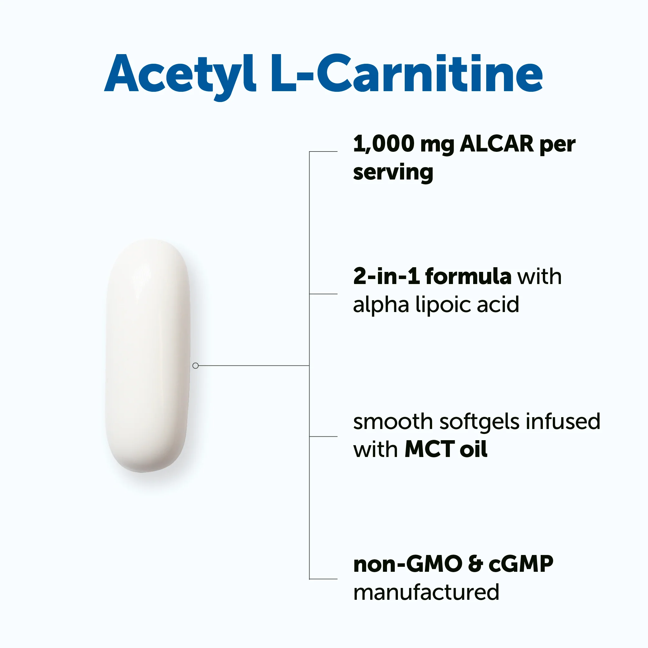 Micro Ingredients Acetyl L-Carnitine 1000mg with Alpha Lipoic Acid, 240 MCT Oil Softgels - Image 3