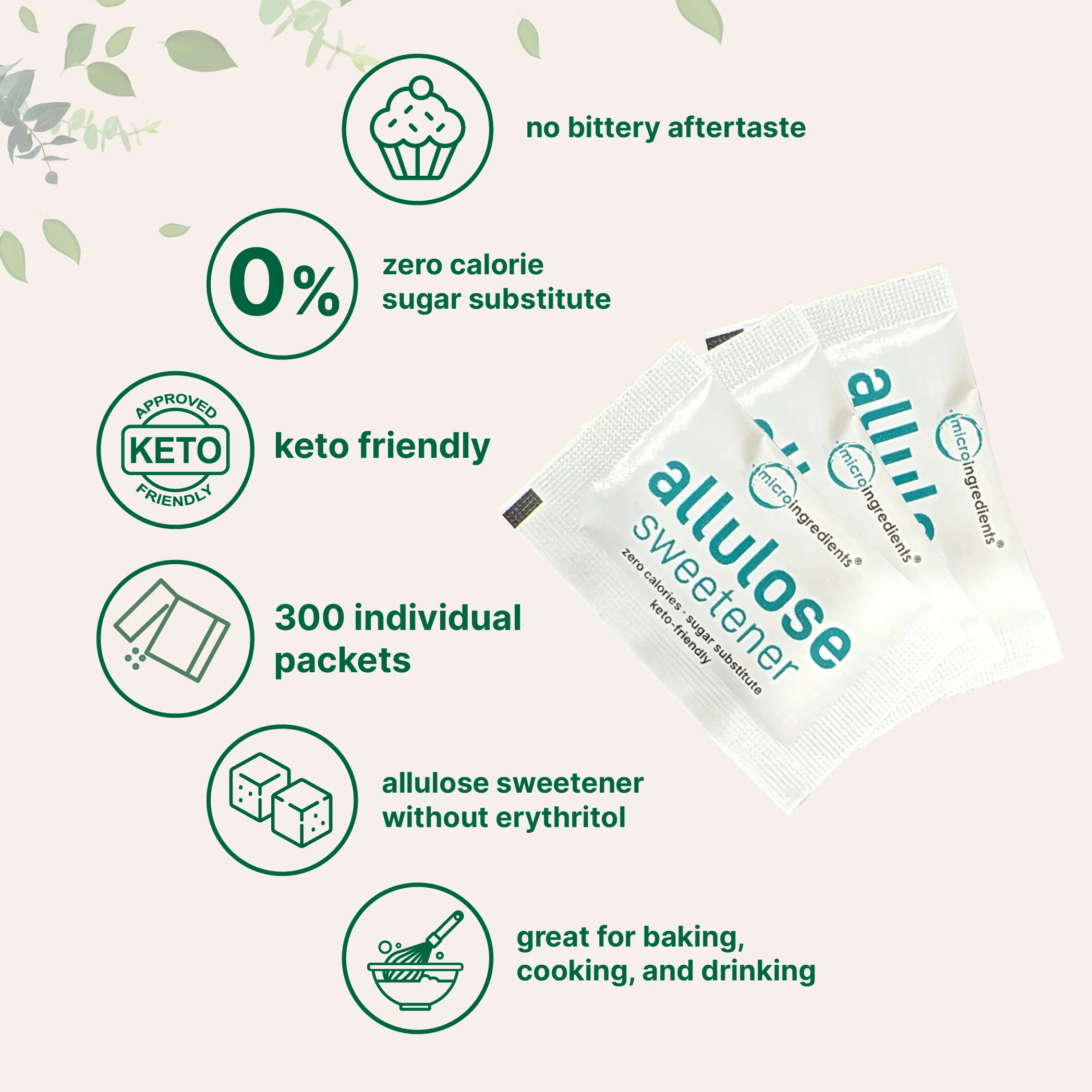 Micro Ingredients Allulose Sweetener, 300 Packets , Zero Calorie - Image 3