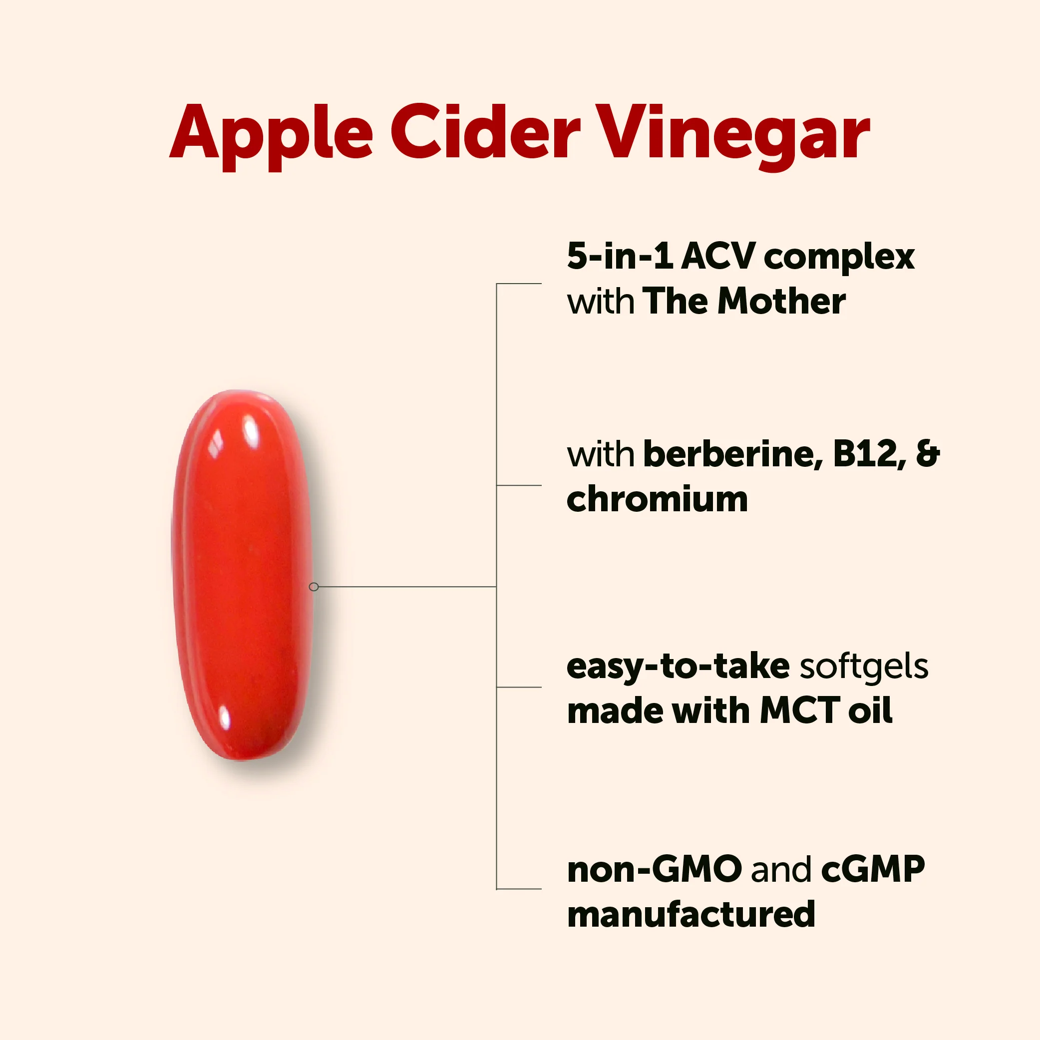 Micro Ingredients Apple Cider Vinegar 5-in-1 Complex with MCT Oil, 240 Softgels - Image 3