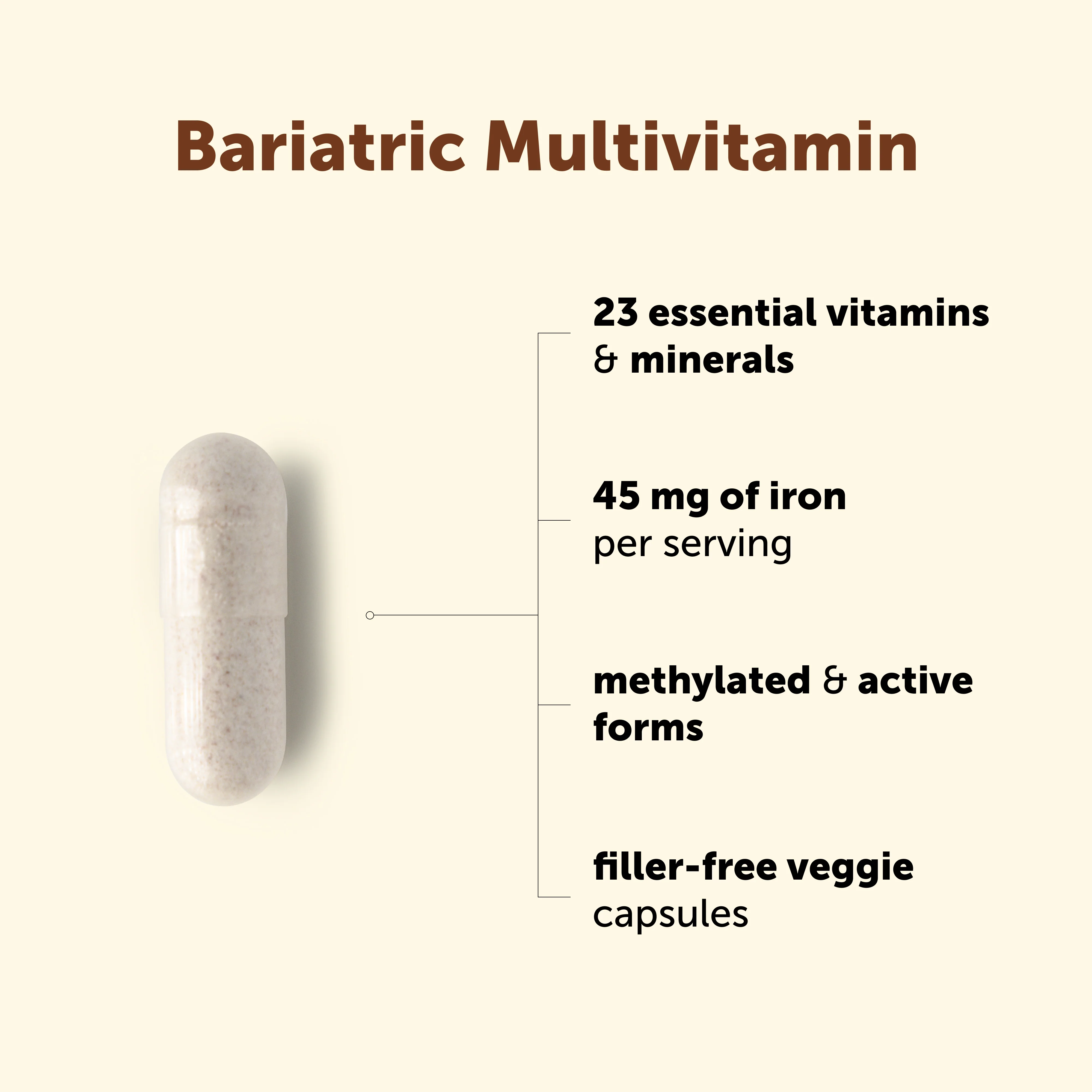 Micro Ingredients Bariatric Multivitamin with 45mg Iron, 240 Veggie Capsules - Image 4