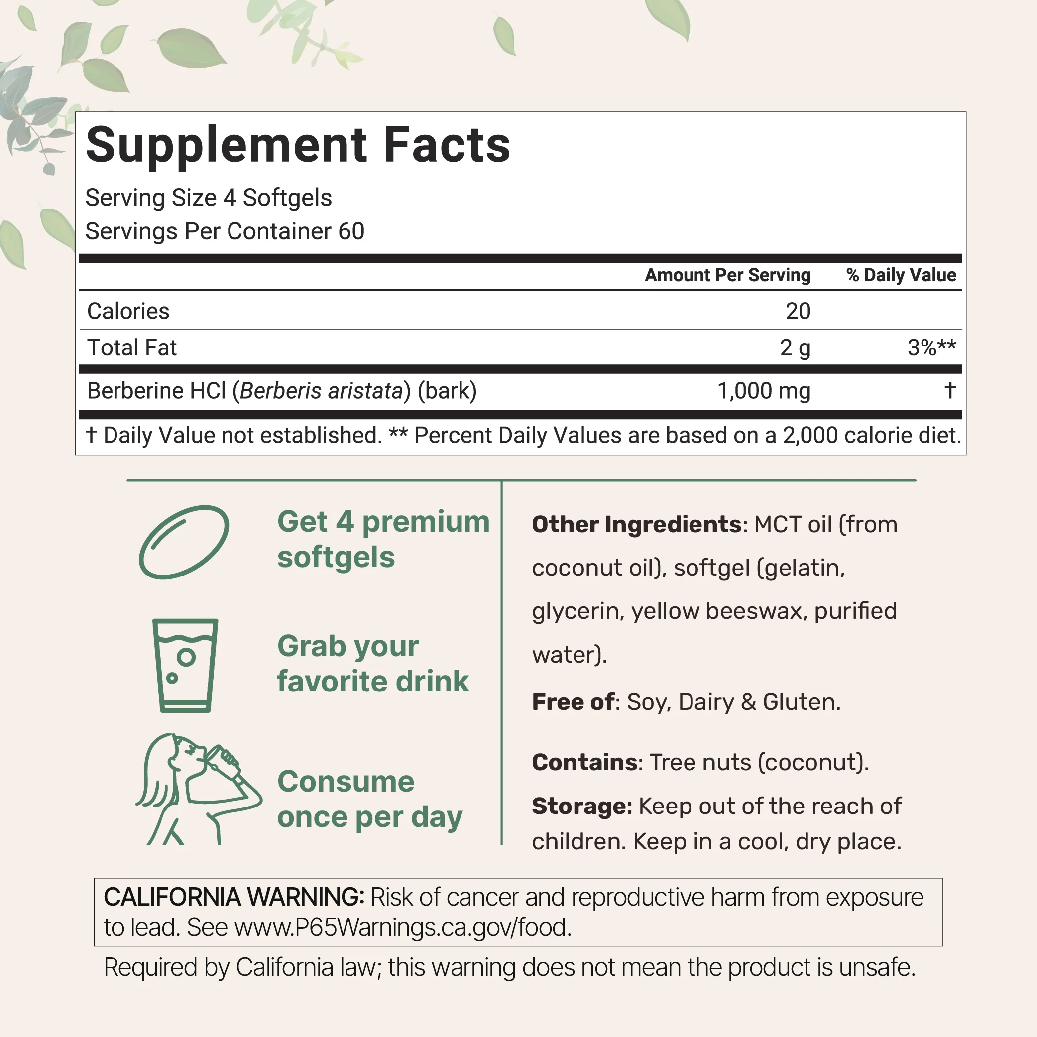 Micro Ingredients Berberine 1000mg with MCT Oil Softgels - Image 5