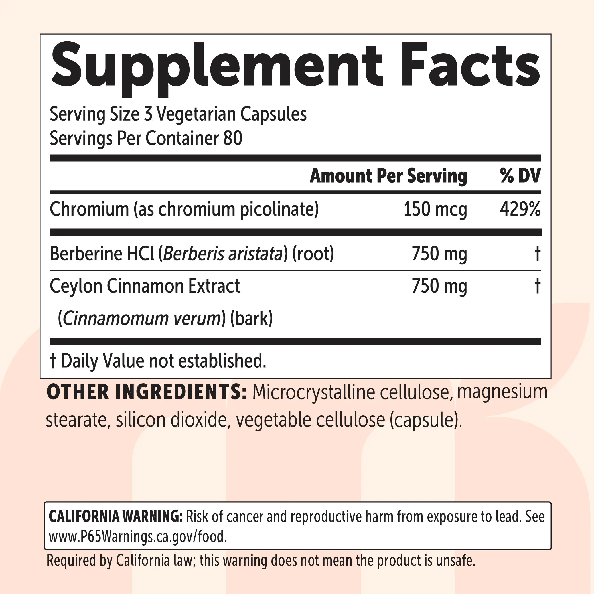 Micro Ingredients Berberine with Ceylon Cinnamon 1500mg + Chromium, 240 Vegetarian Capsules - Image 2