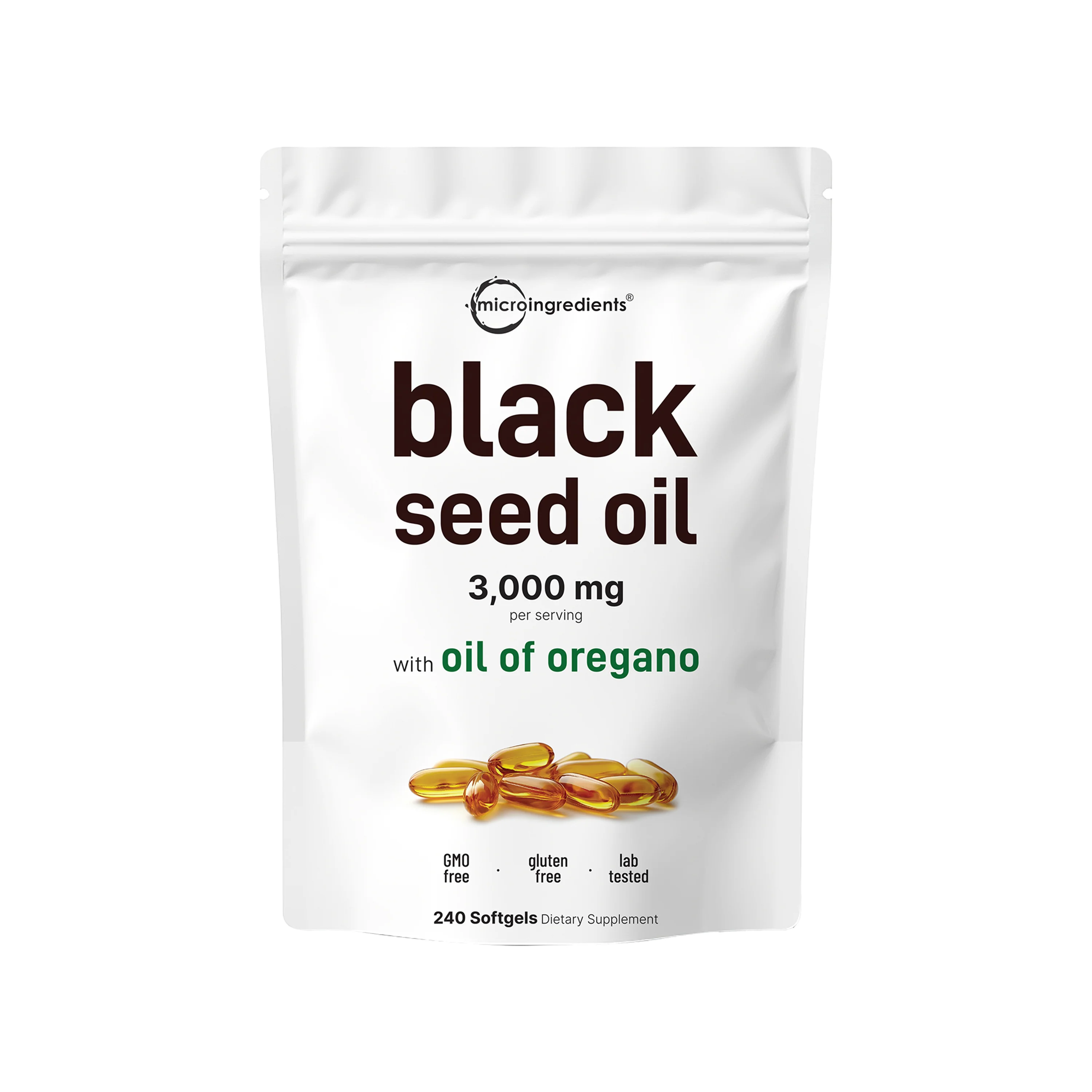 Micro Ingredients Black Seed Oil 3,000mg with Oil of Oregano, 240 Softgels