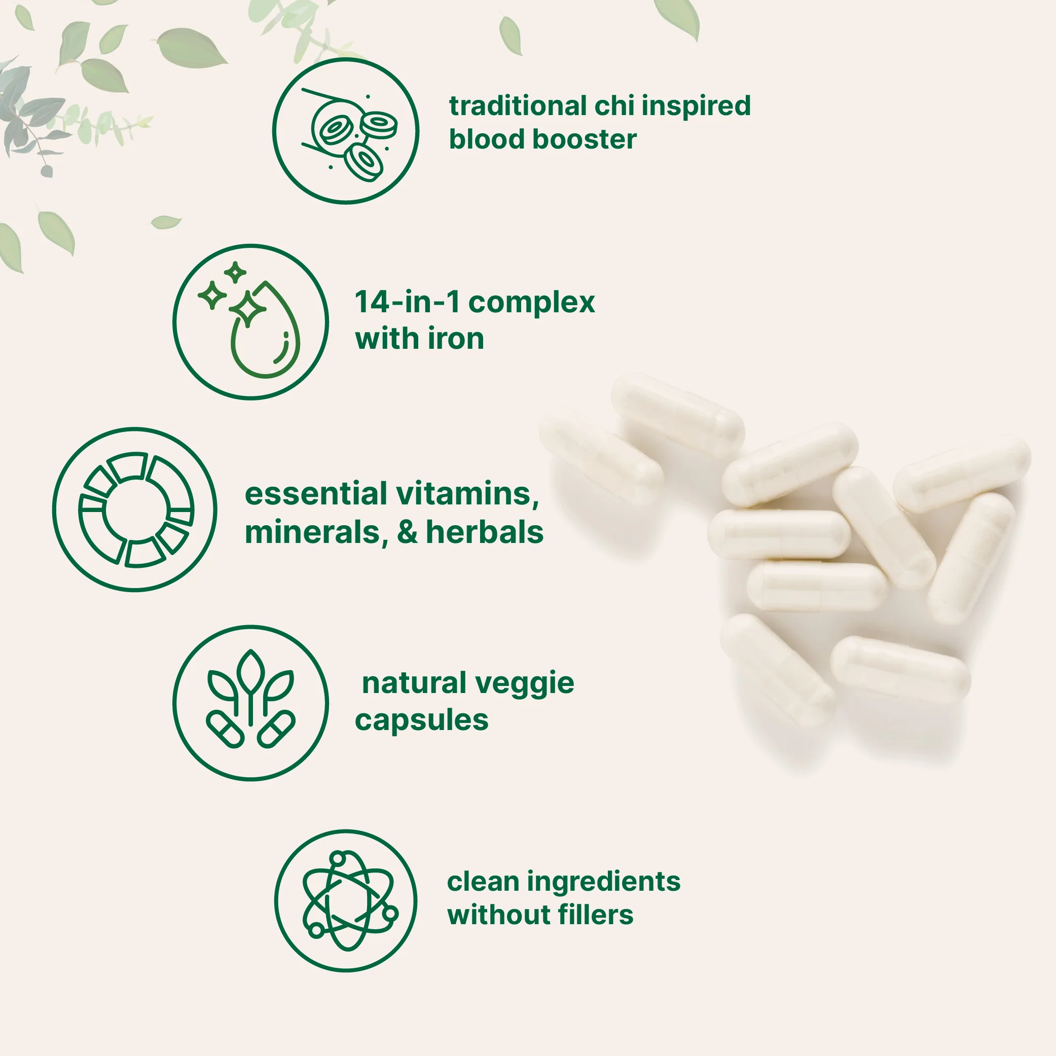 Micro Ingredients Blood Booster + | 60 Veggie Capsules | 14-in-1 Iron Supplement - Image 3