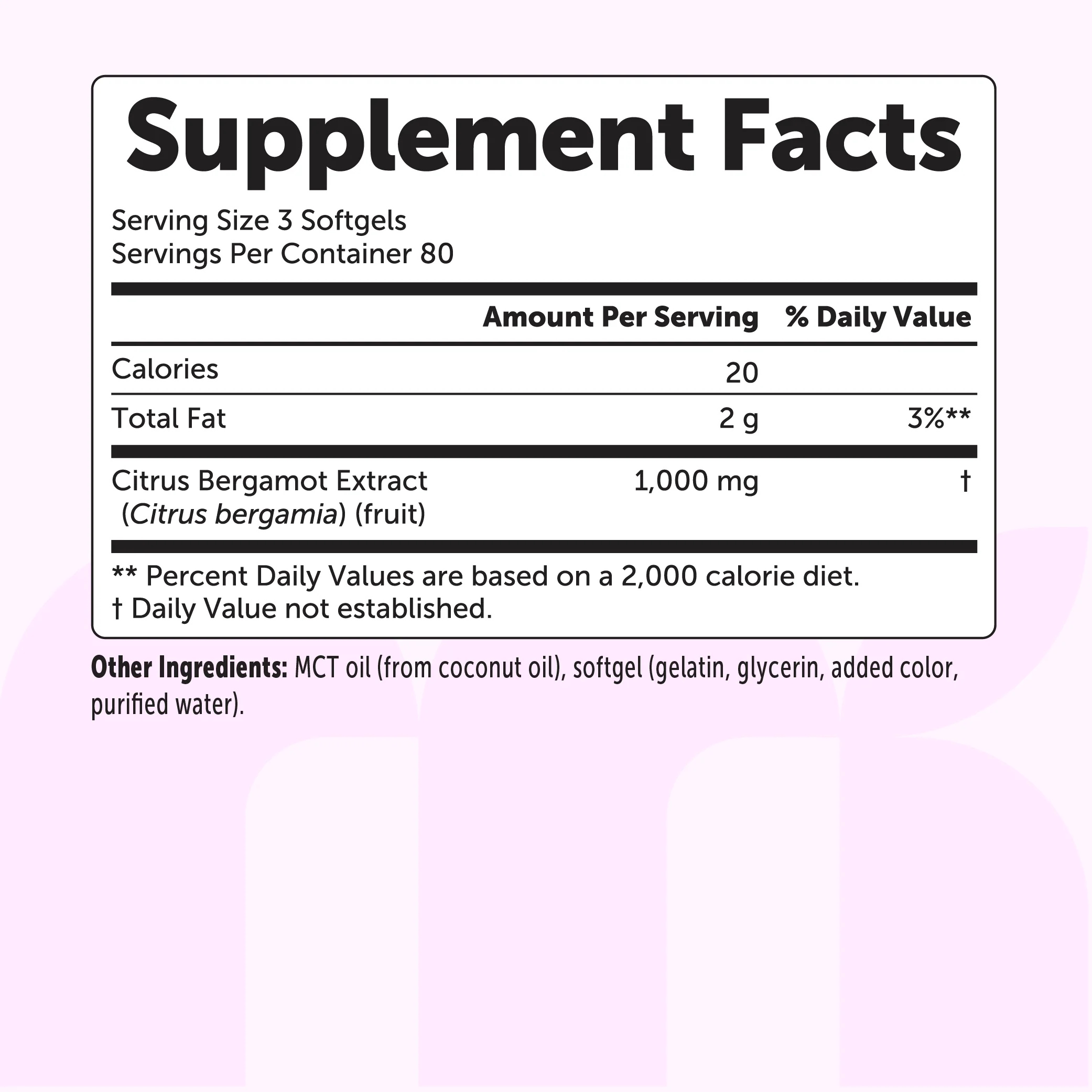Micro Ingredients Citrus Bergamot 1000mg with MCT Oil, 240 Softgels - Image 2
