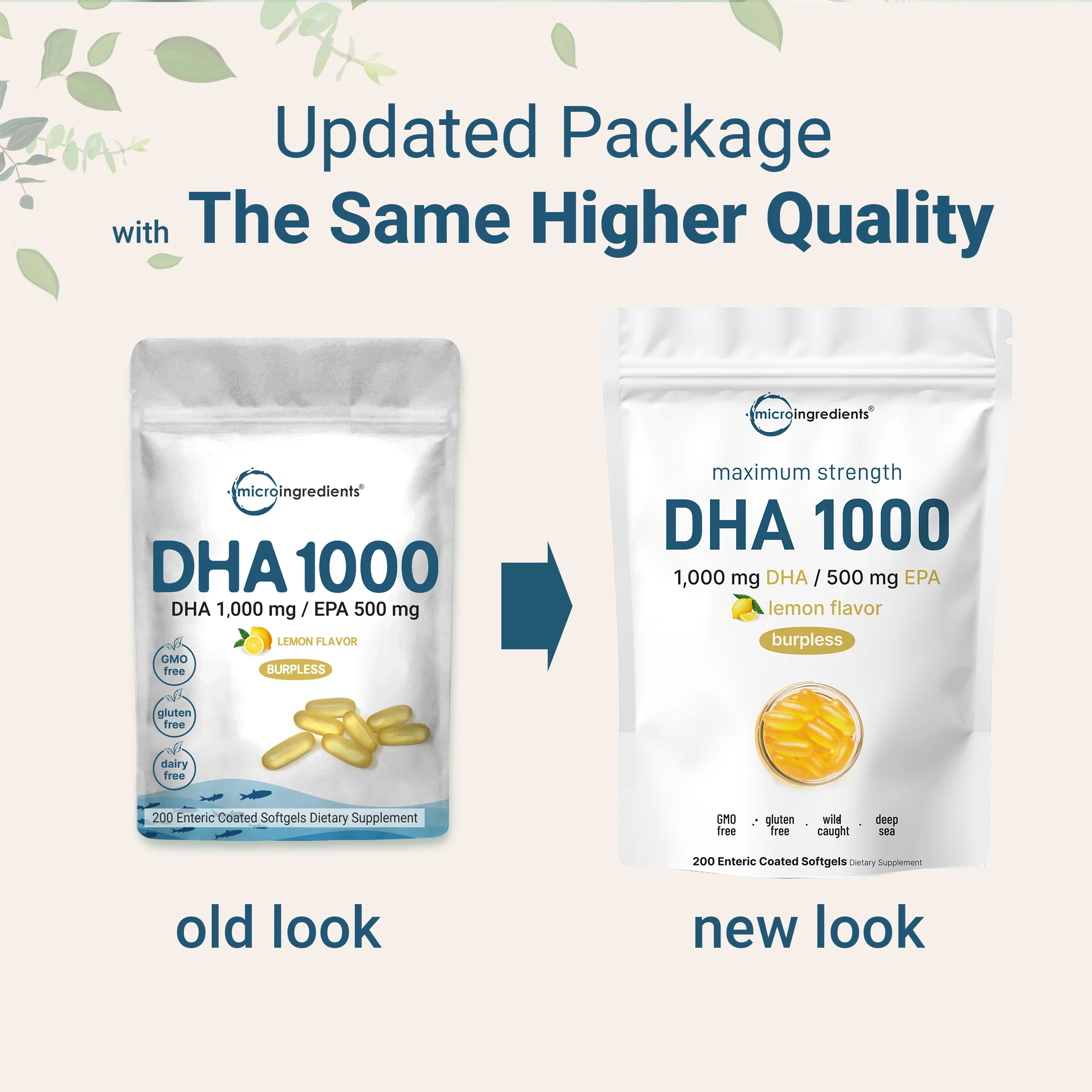 Micro Ingredients Omega 3 Fish Oil DHA Supplements 1000mg with EPA 500mg, 200 Softgels – Lemon Flavored - Image 4