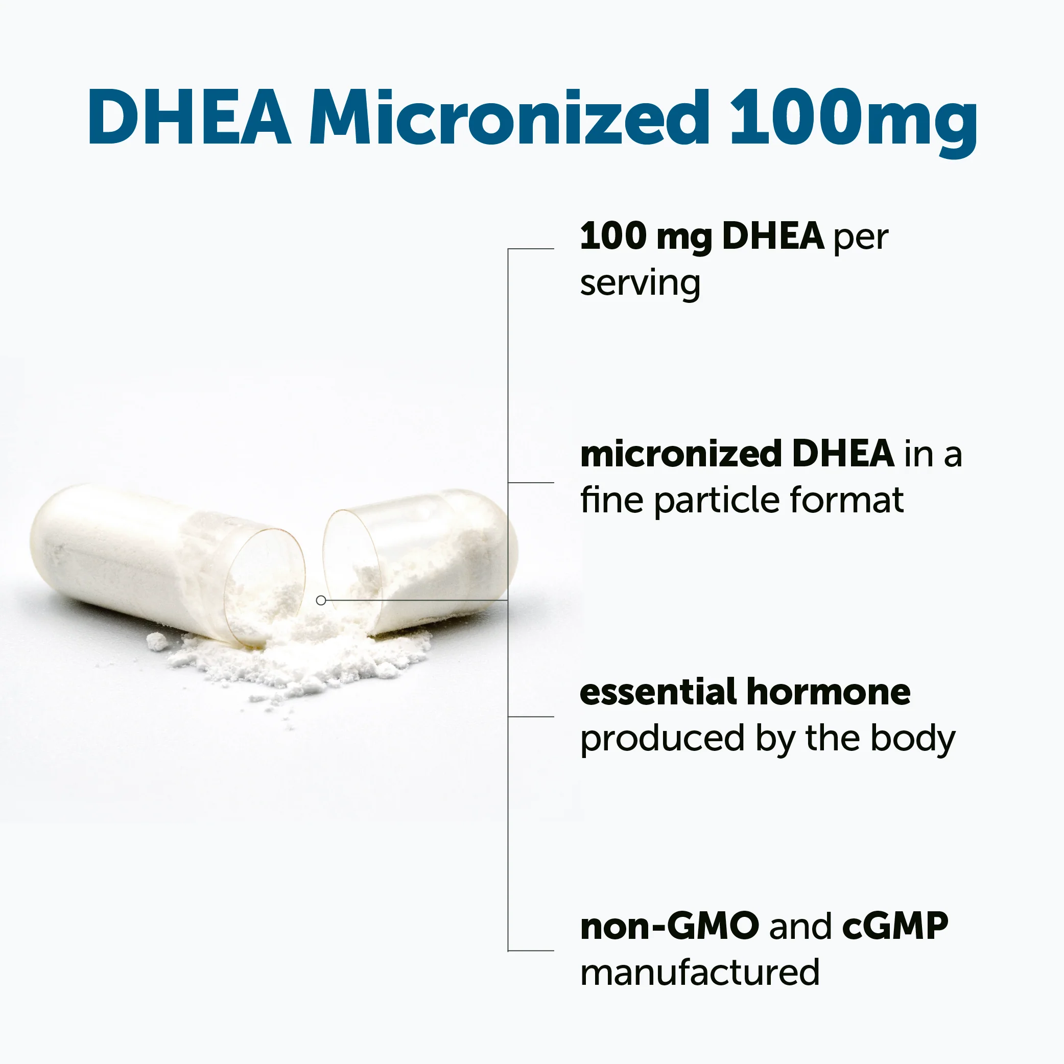 Micro Ingredients DHEA Micronized 100mg, 240 Capsules - Image 3