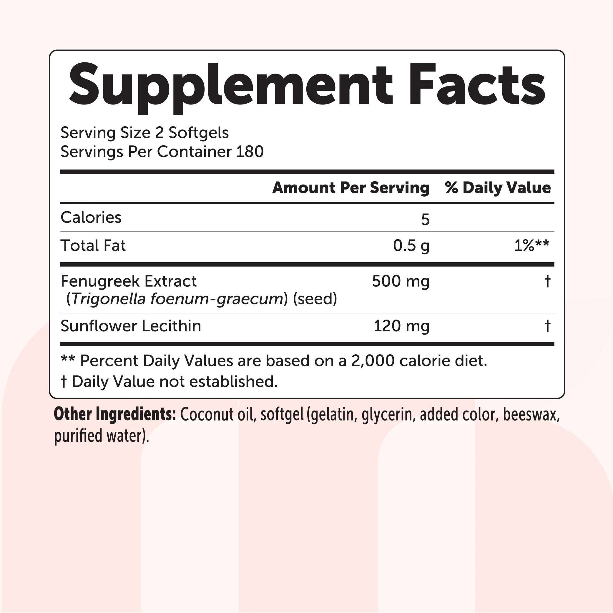 Micro Ingredients Fenugreek with Sunflower Lecithin, 360 Coconut Oil Softgels - Image 2