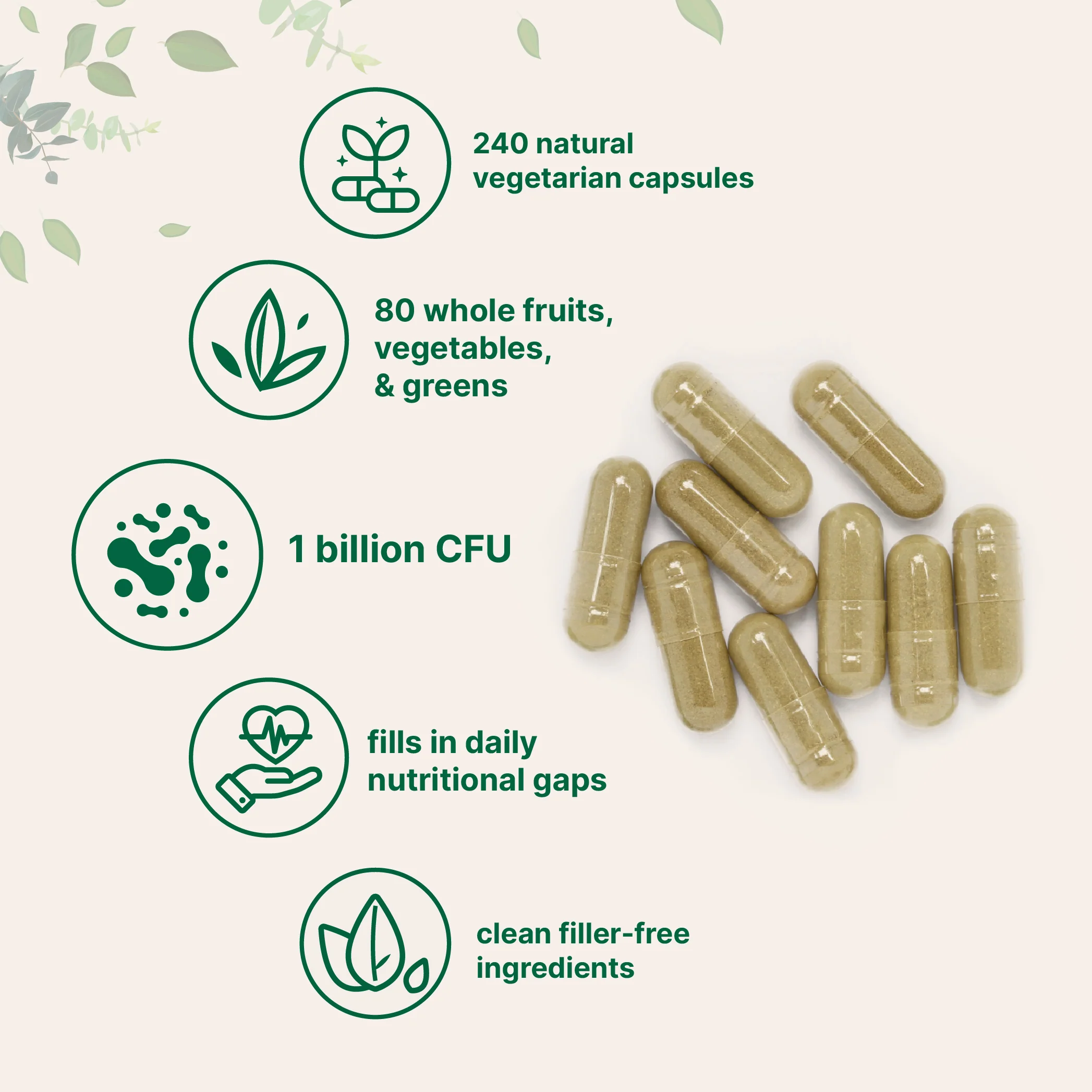 Micro Ingredients Fruits + Veggies and Probiotics, 240 Vegetarian Capsules - Image 3