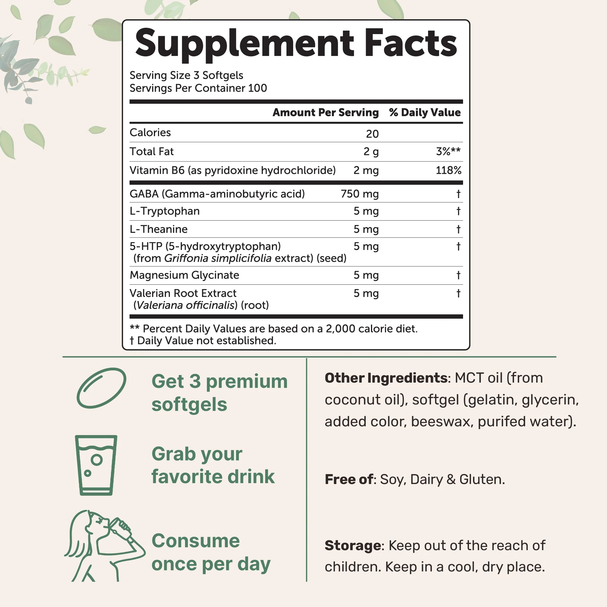 Micro Ingredients GABA 750mg Complex with MCT Oil, 300 Softgels - Image 2