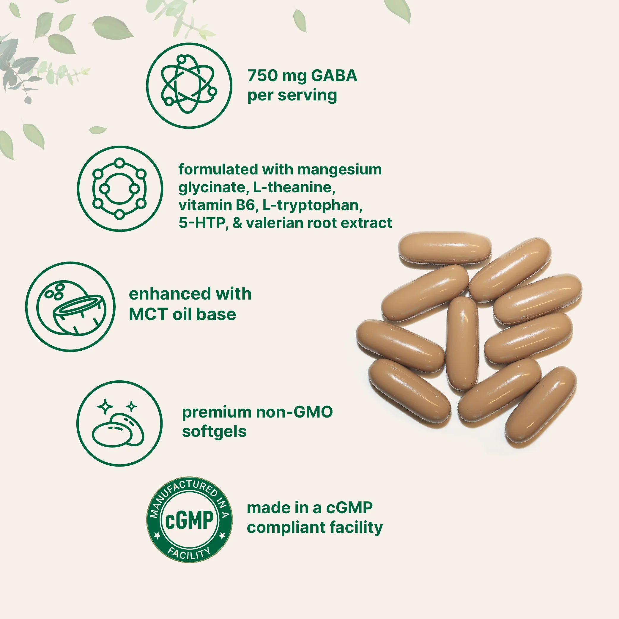 Micro Ingredients GABA 750mg Complex with MCT Oil, 300 Softgels - Image 3