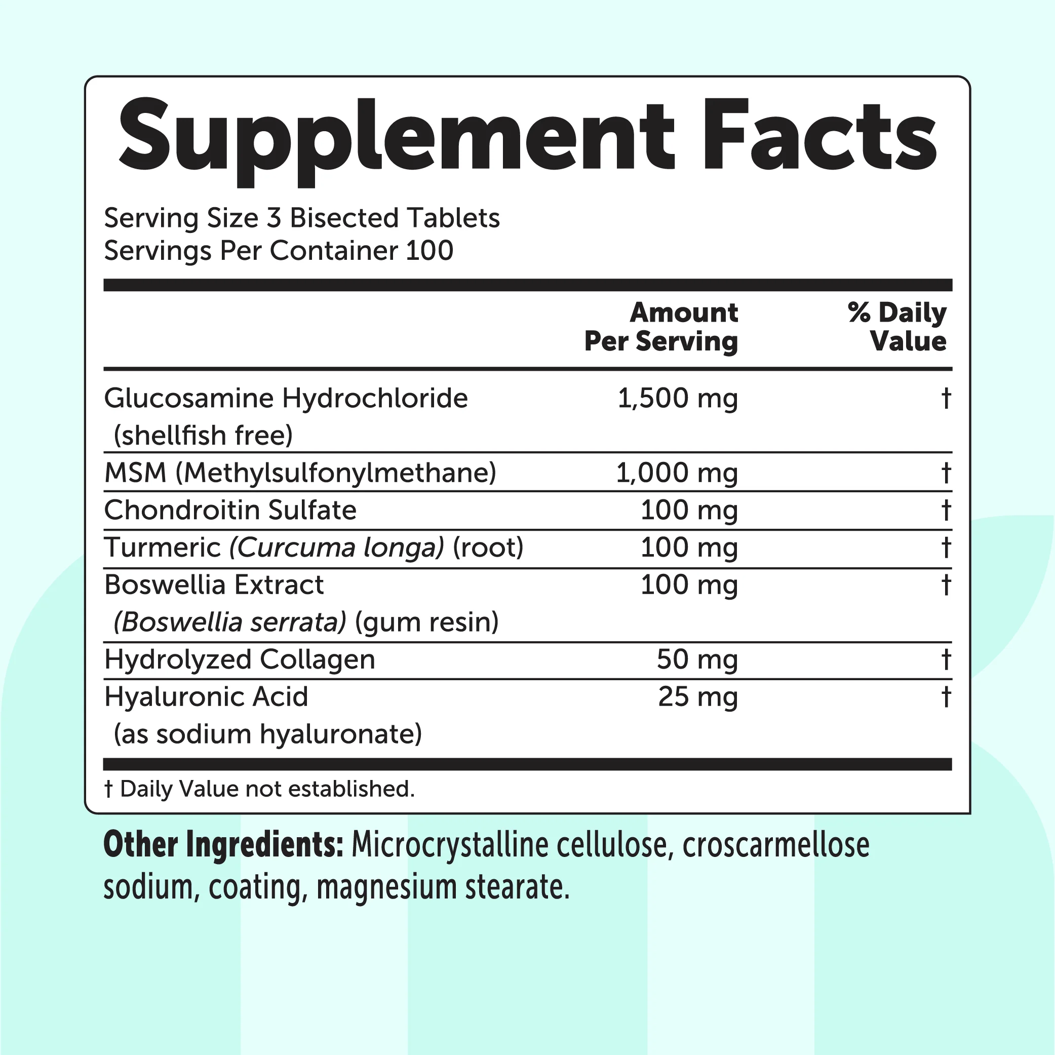 Micro Ingredients Glucosamine Chondroitin MSM and Turmeric (7-in-1 Formula), 300 Bisected Tablets - Image 3