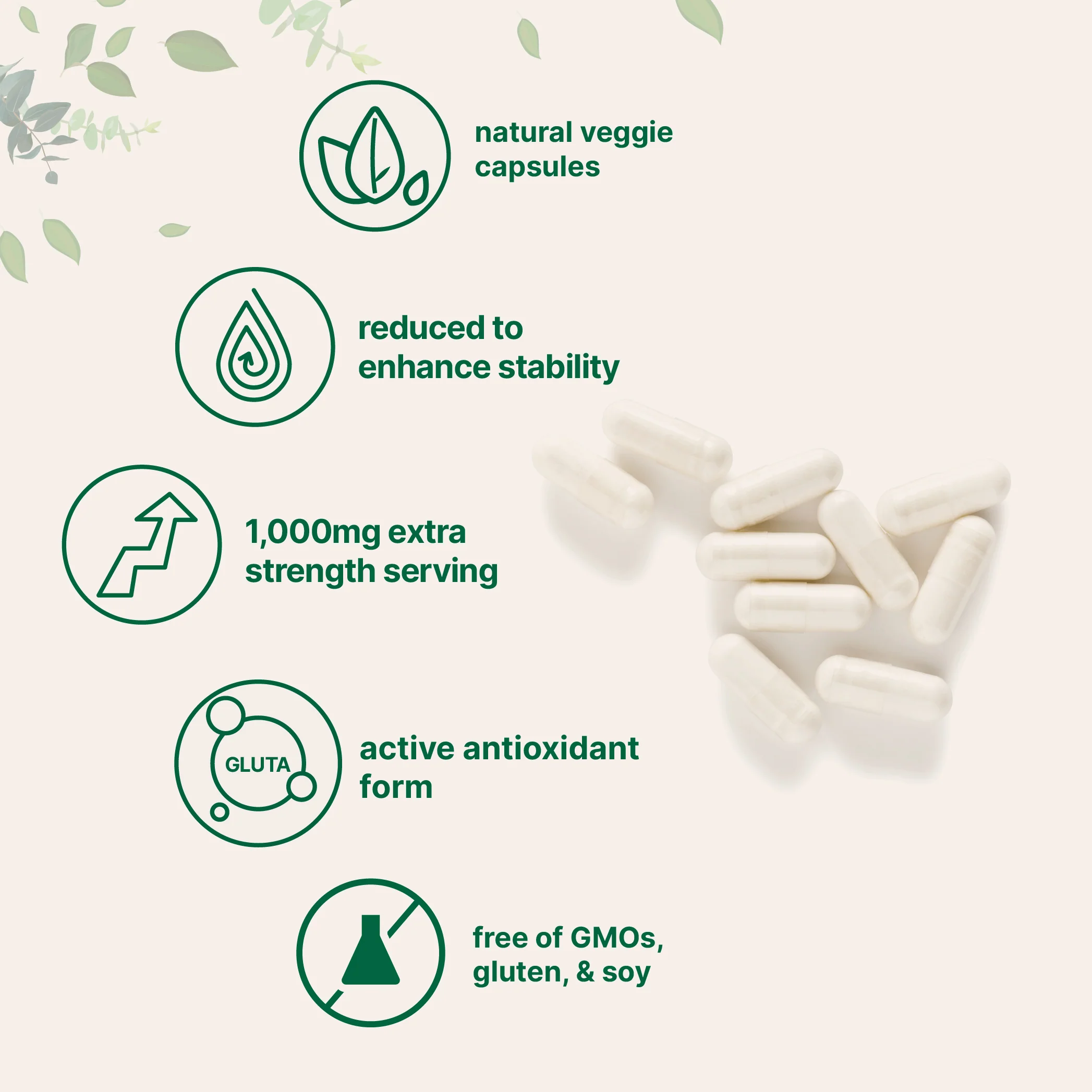Micro Ingredients Glutathione 1,000mg, 120 Veggie Capsules - Image 3