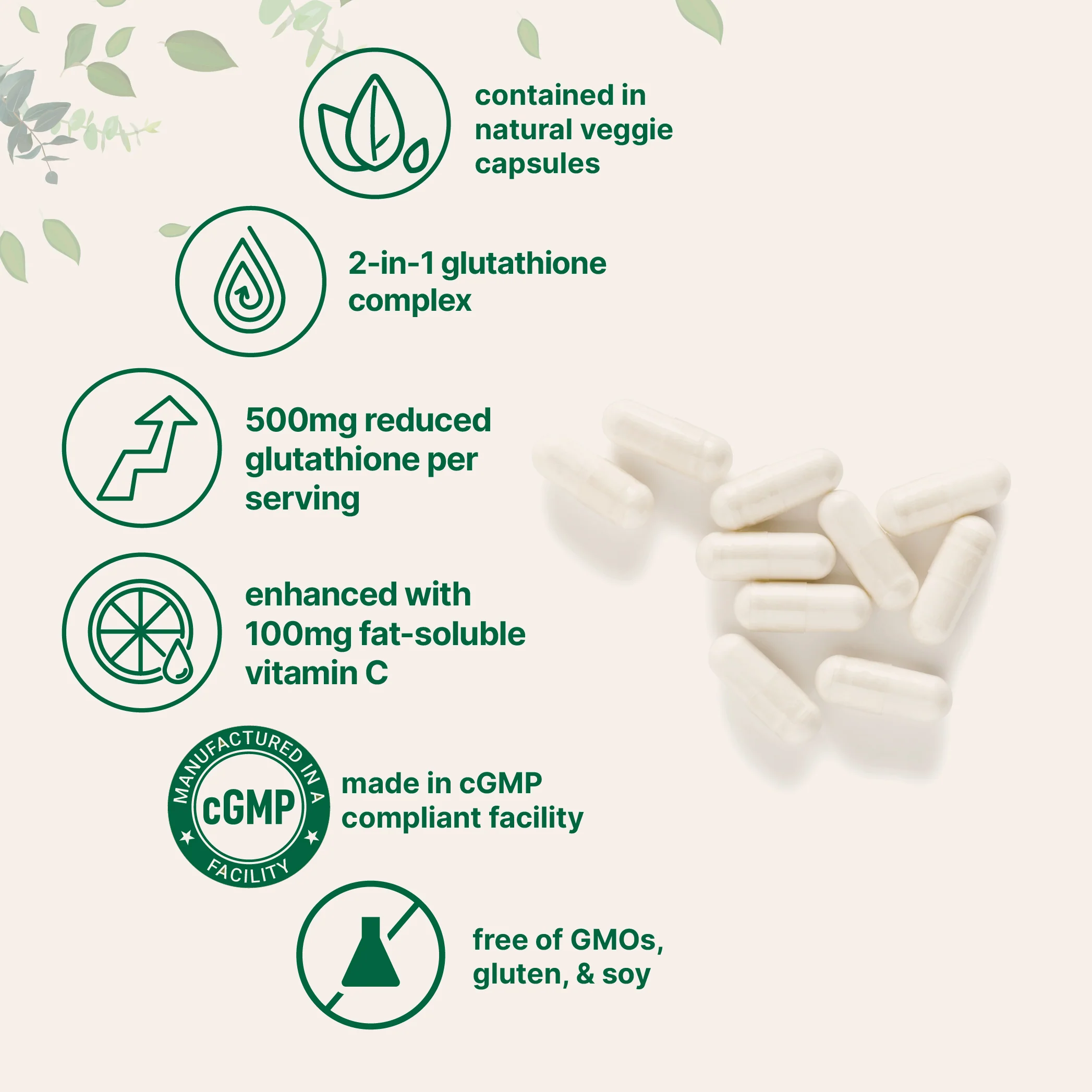 Micro Ingredients Glutathione 500mg with Vitamin C, 240 Vegetarian Capsules - Image 3