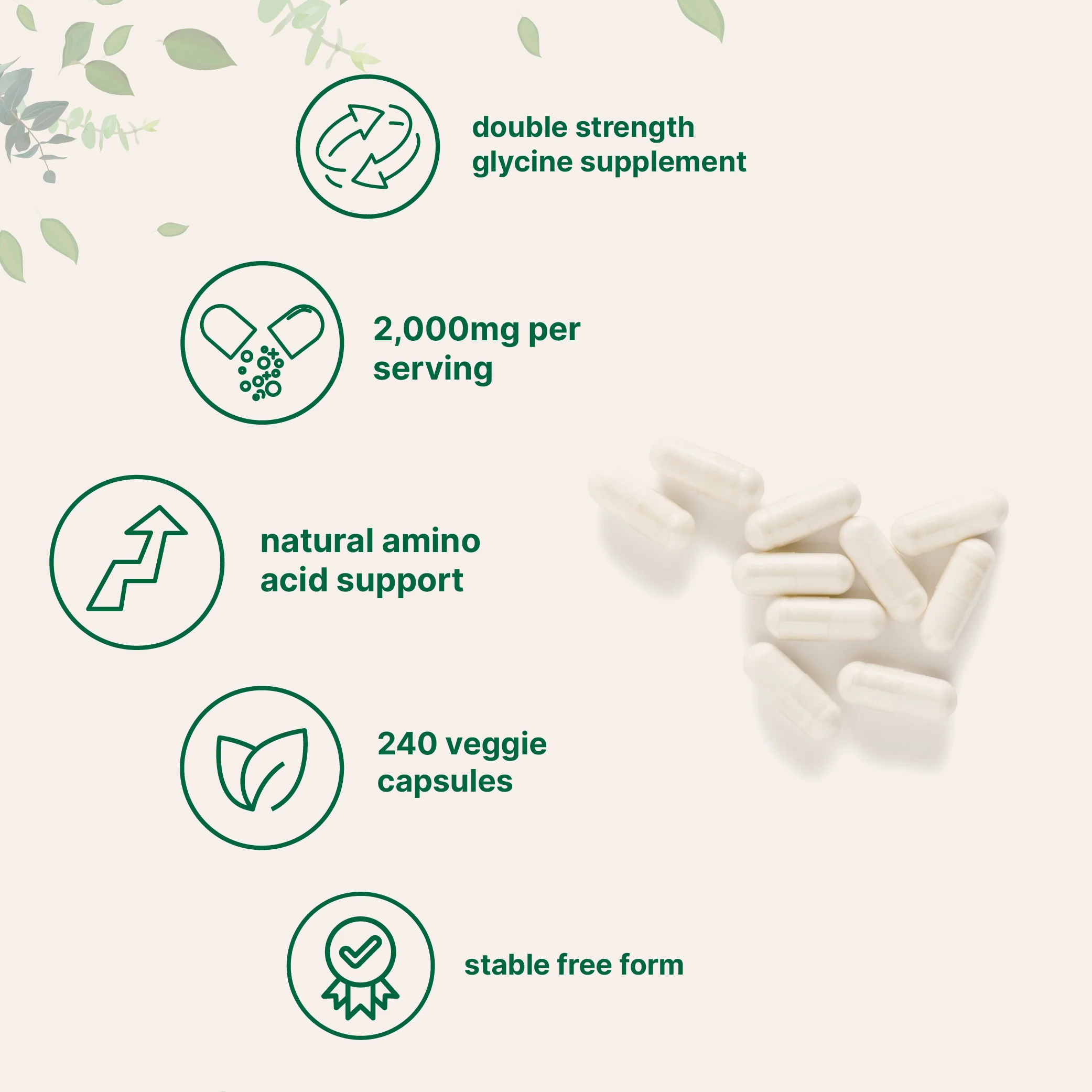 Micro Ingredients Glycine 2,000mg Per Serving, 240 Veggie Capsules - Image 3