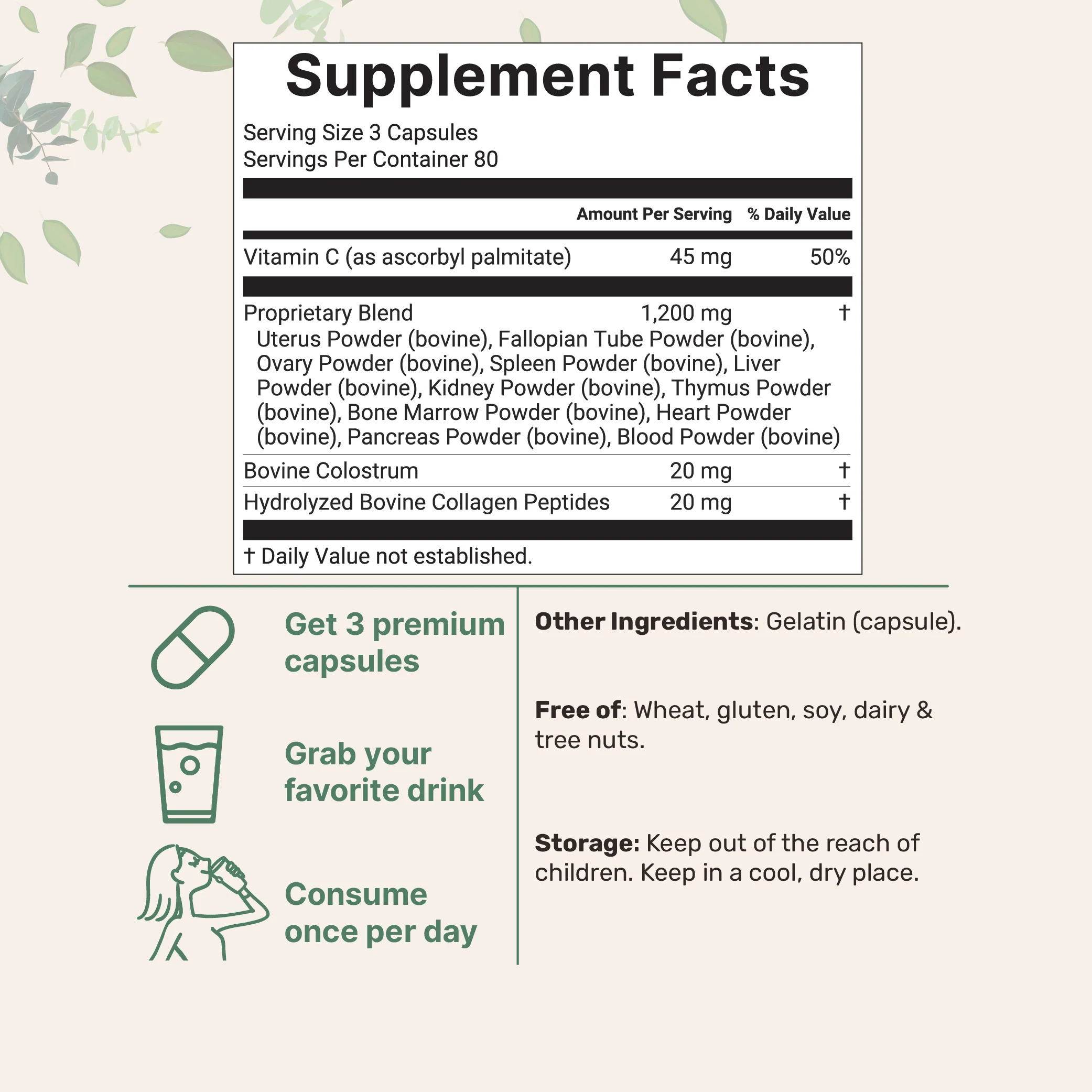 Micro Ingredients Grass-fed Beef Organ for Women 1200mg, 240 Capsules - Image 2