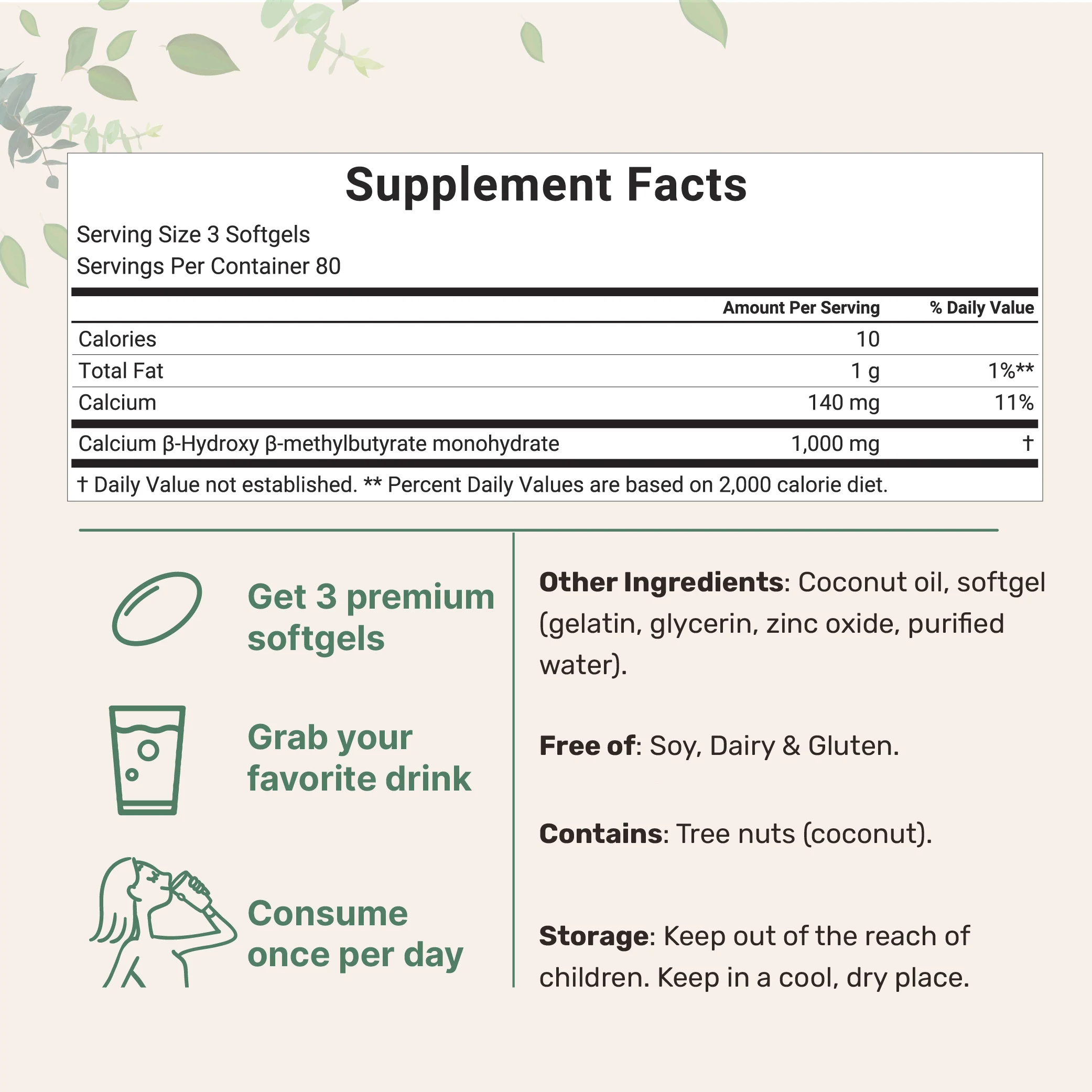 Micro Ingredients HMB 1,000mg, 240 Softgels with Coconut Oil, Highly Bioavailable - Image 2