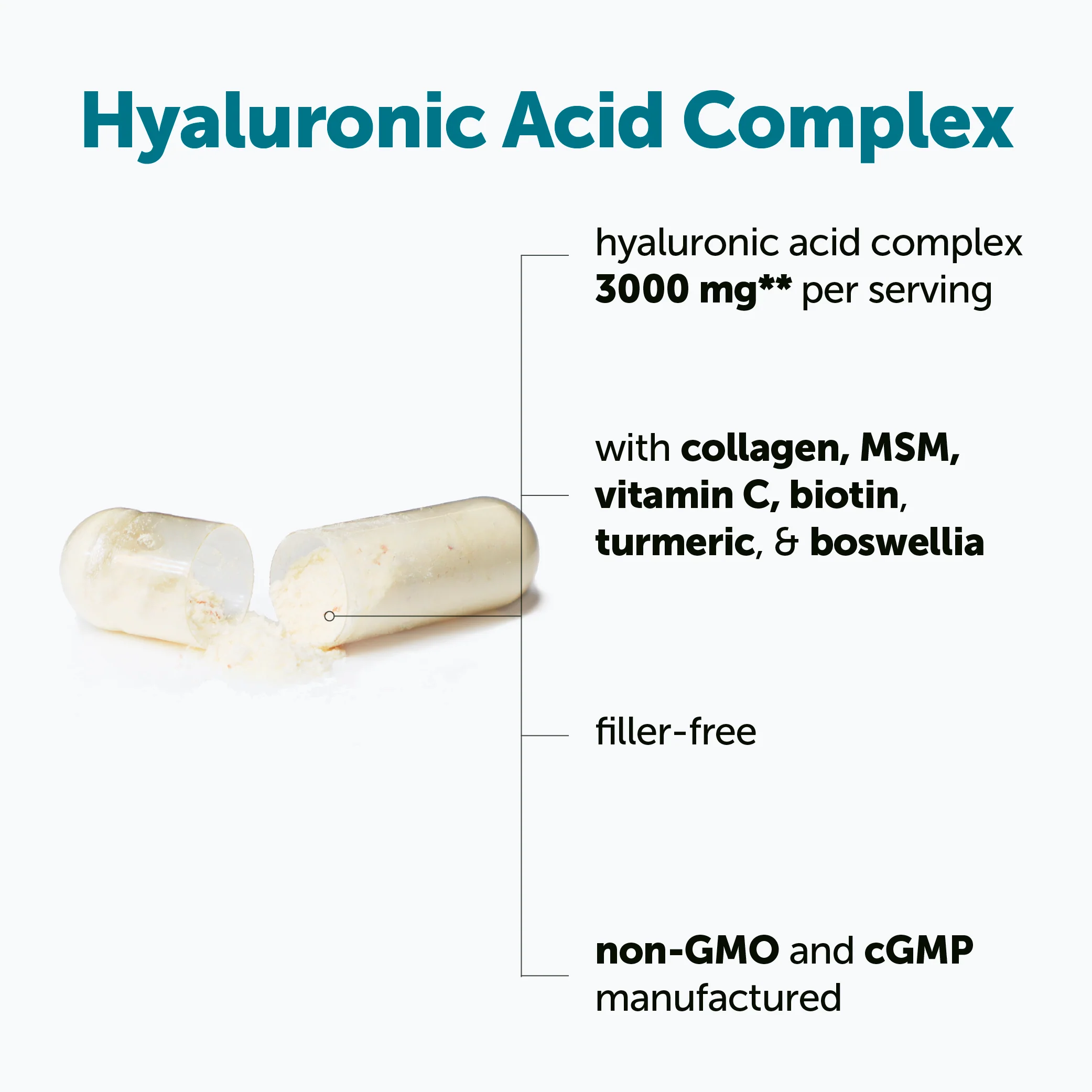 Micro Ingredients Hyaluronic Acid Complex 3000mg, 240 Vegetarian Capsules - Image 3