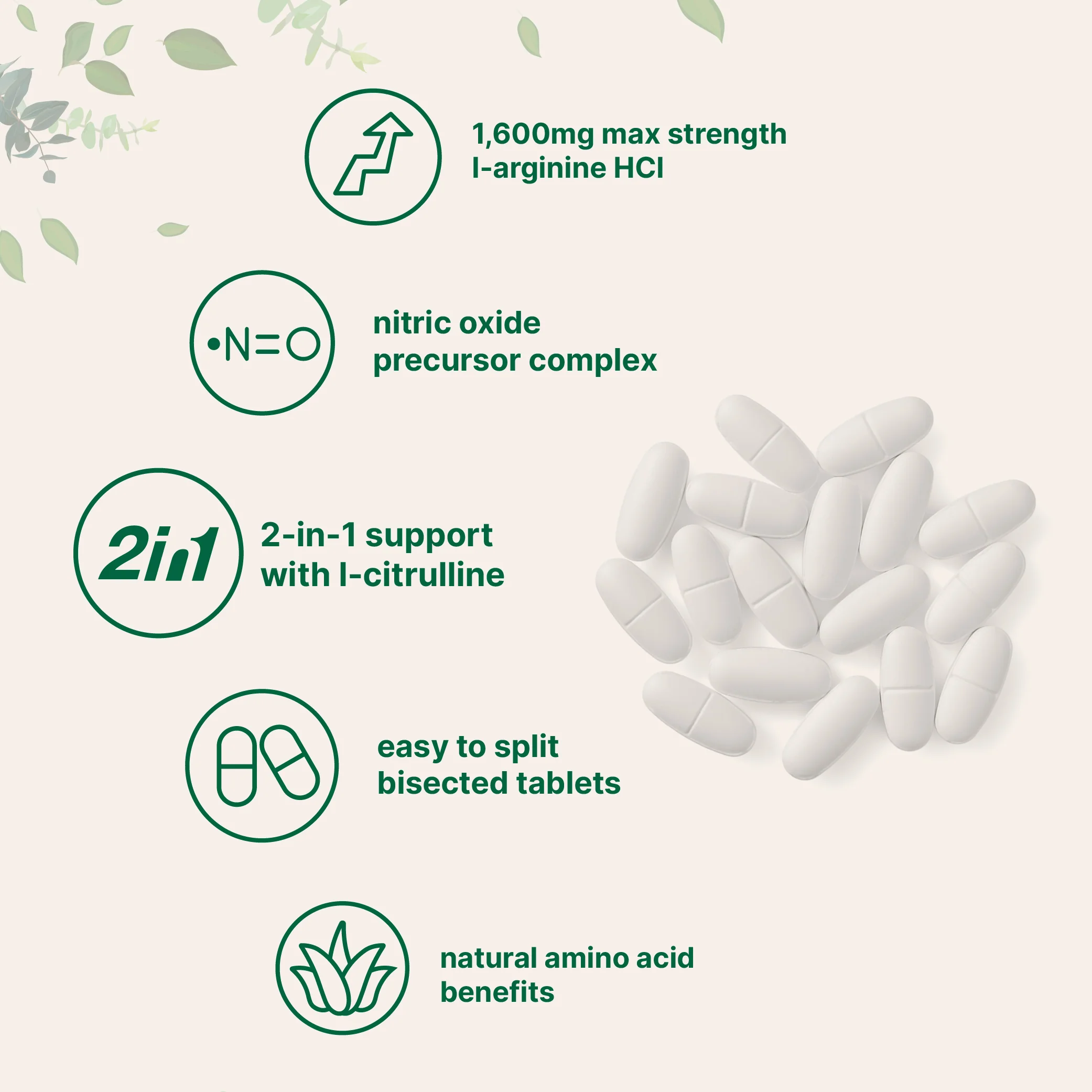 Micro Ingredients L-Arginine 1,600mg + L-Citrulline 800mg, 240 Bisected Tablets - Image 3