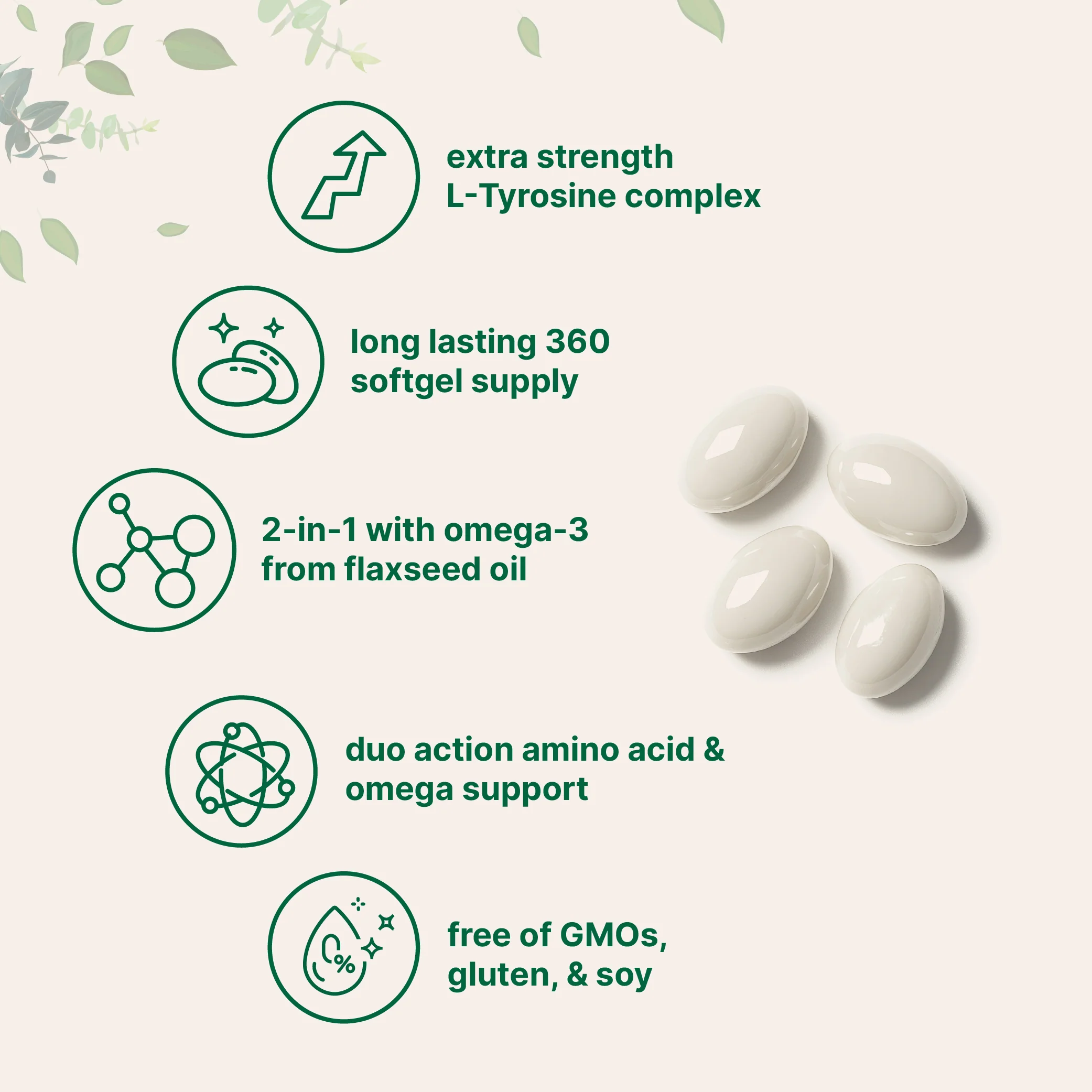 Micro Ingredients L Tyrosine Supplement 500mg with Omega-3, 360 Softgels - Image 3