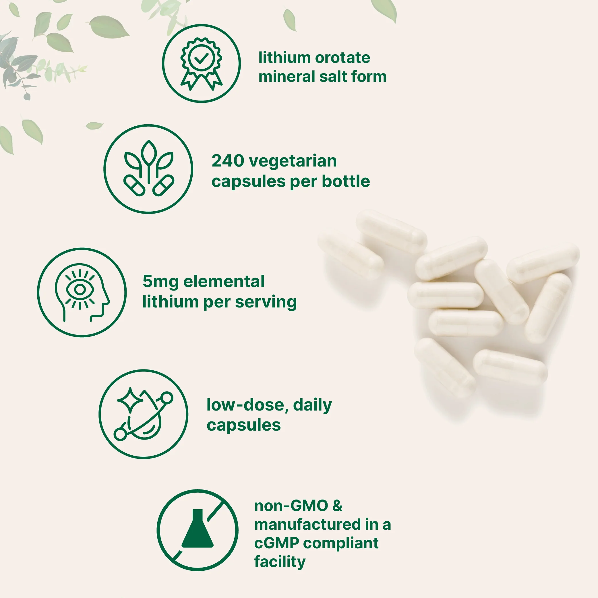 Micro Ingredients Lithium Orotate 5mg, 240 Vegetarian Capsules - Image 3