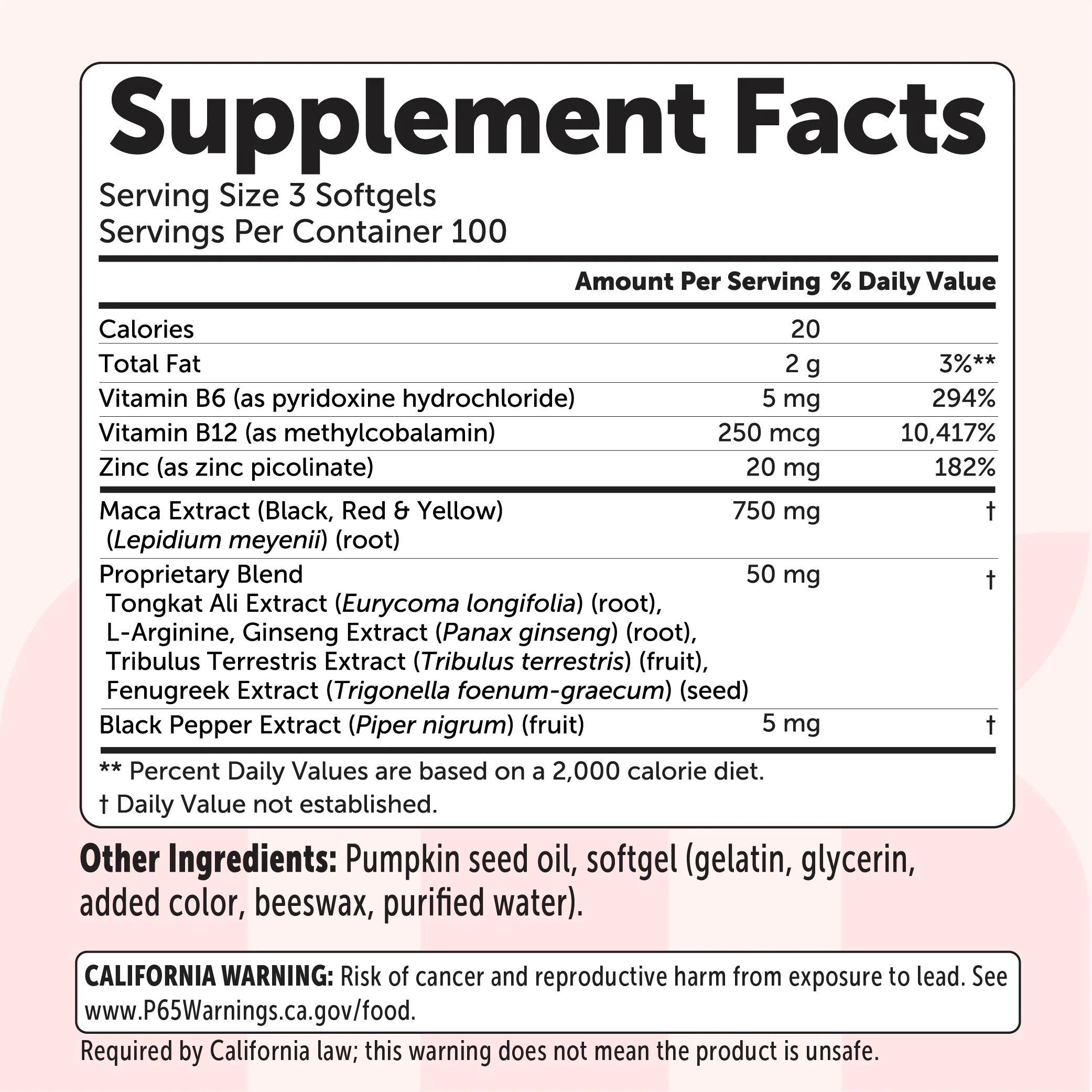 Micro Ingredients Maca Root 10-in-1 Complex with Pumpkin Seed Oil, 300 Softgels - Image 2