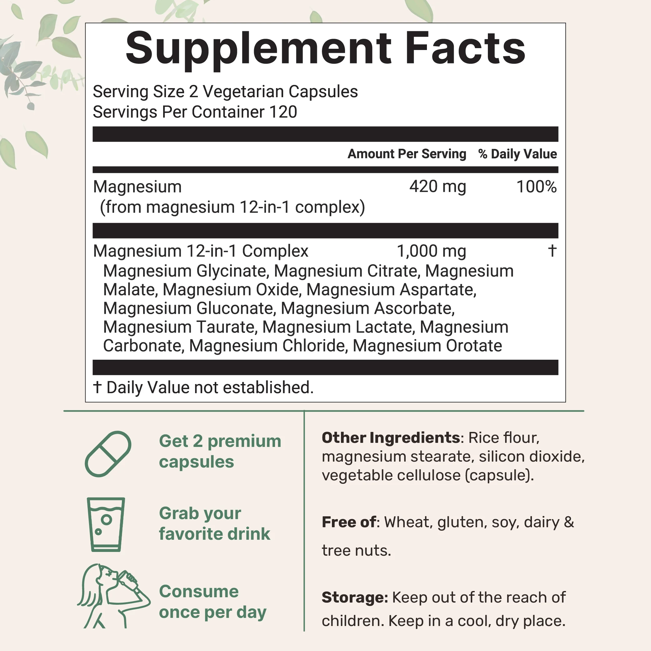 Micro Ingredients Magnesium 12-in-1 Complex 1000mg, 240 Vegetarian Capsules - Image 2