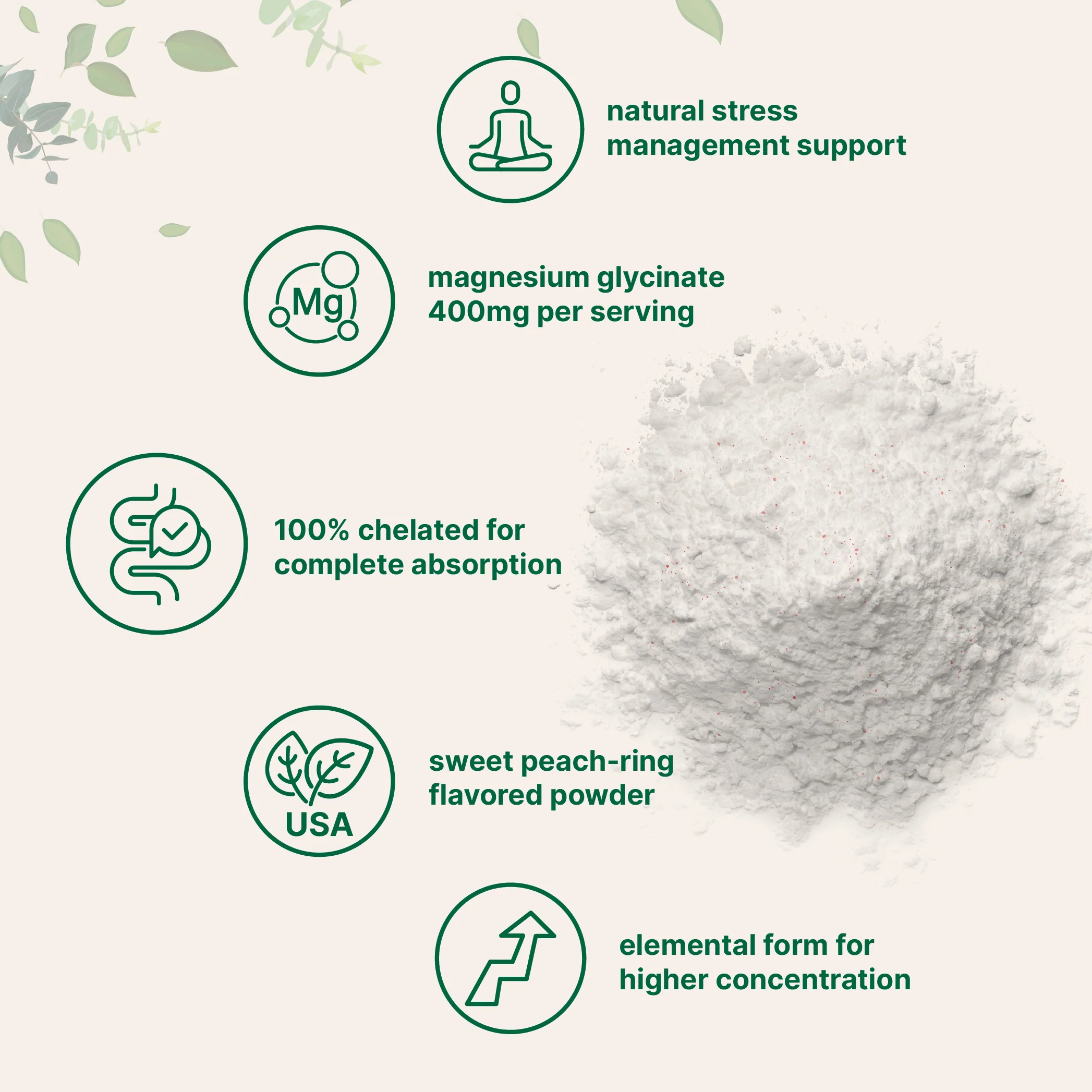 Micro Ingredients Magnesium Glycinate 400mg Per Serving, 12oz Powder – Sweet Peach Ring Flavor - Image 3