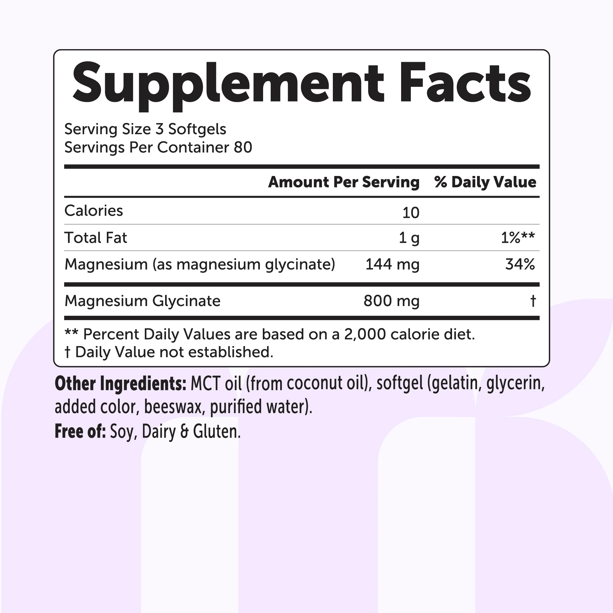 Micro Ingredients Magnesium Glycinate 800mg with MCT Oil, 240 Softgels - Image 2