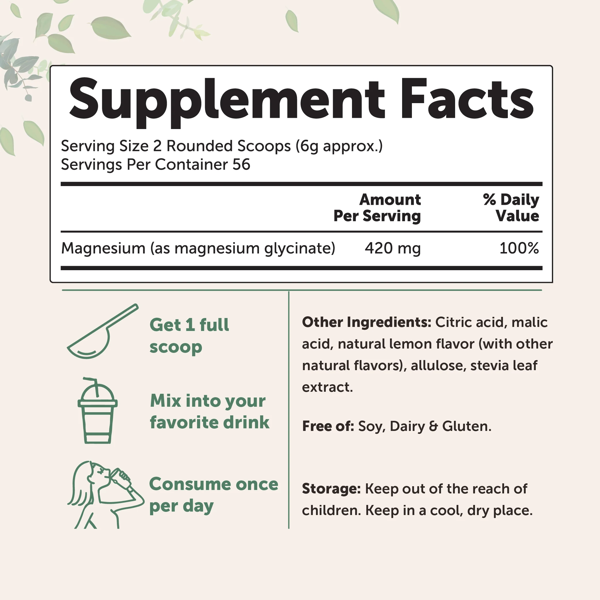 Micro Ingredients Magnesium Glycinate Powder Lemon Flavor 12oz - Image 2