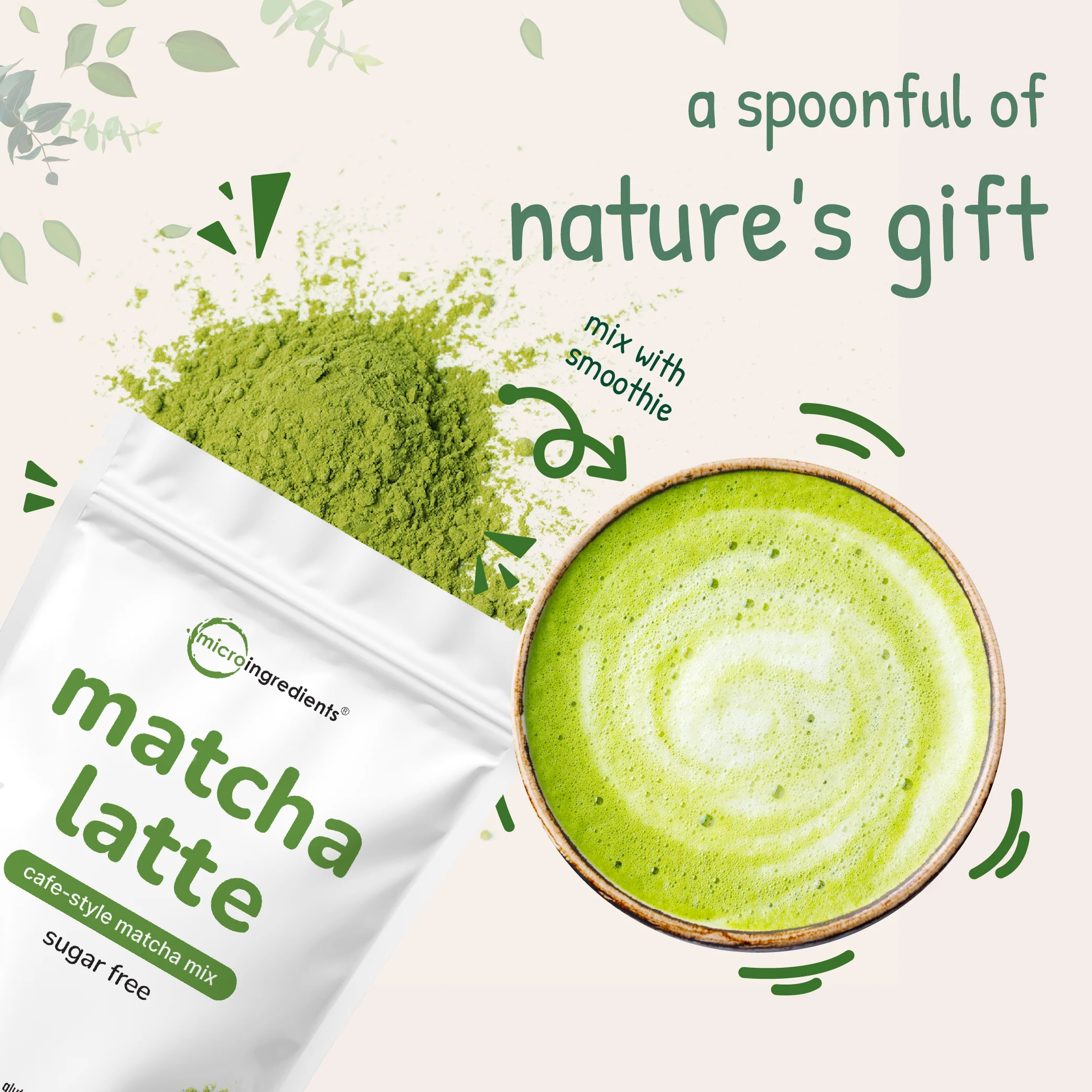 Micro Ingredients Matcha Latte Powder, 2lbs, Sugar Free Café Style Drink Mix - Image 5