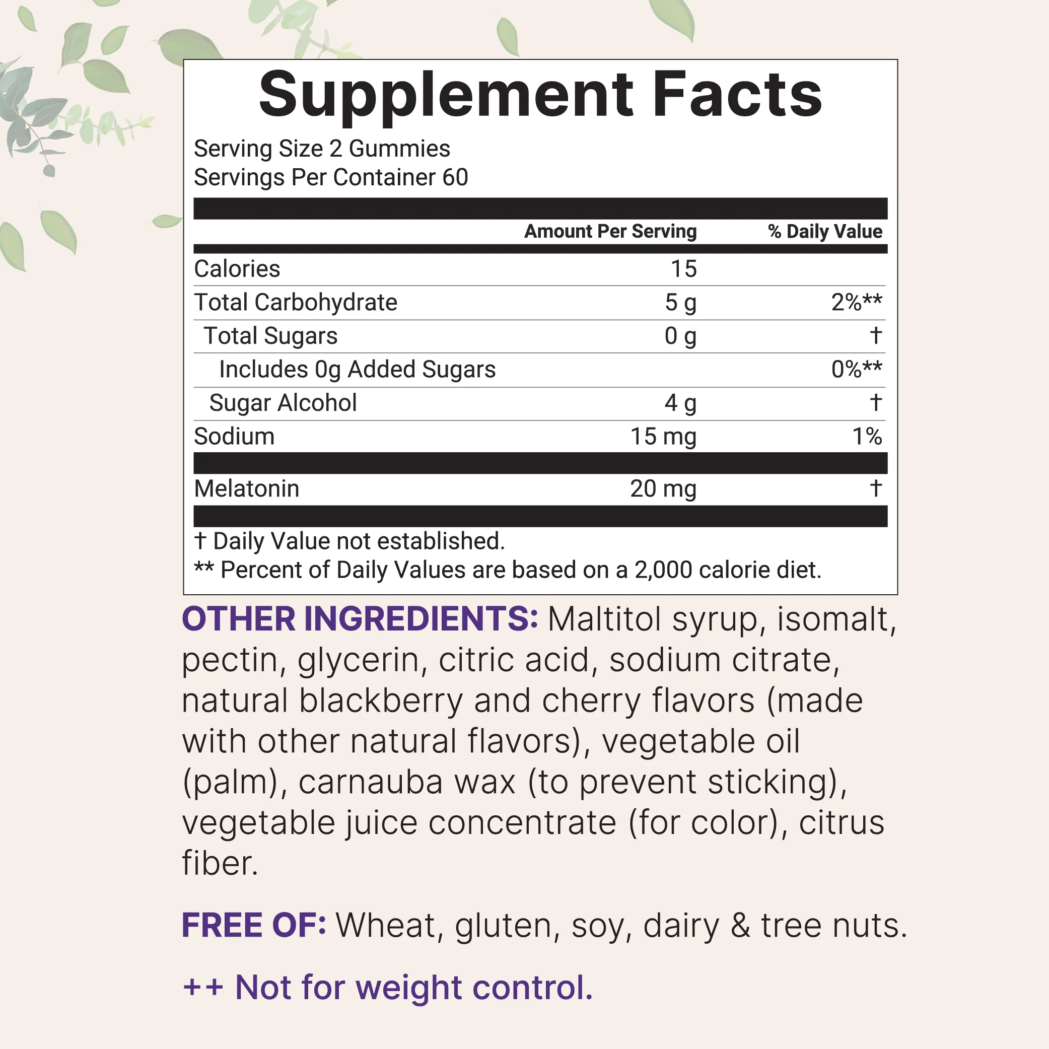 Micro Ingredients Melatonin Gummies, 20mg Double Strength Serving, 120 Count - Image 2