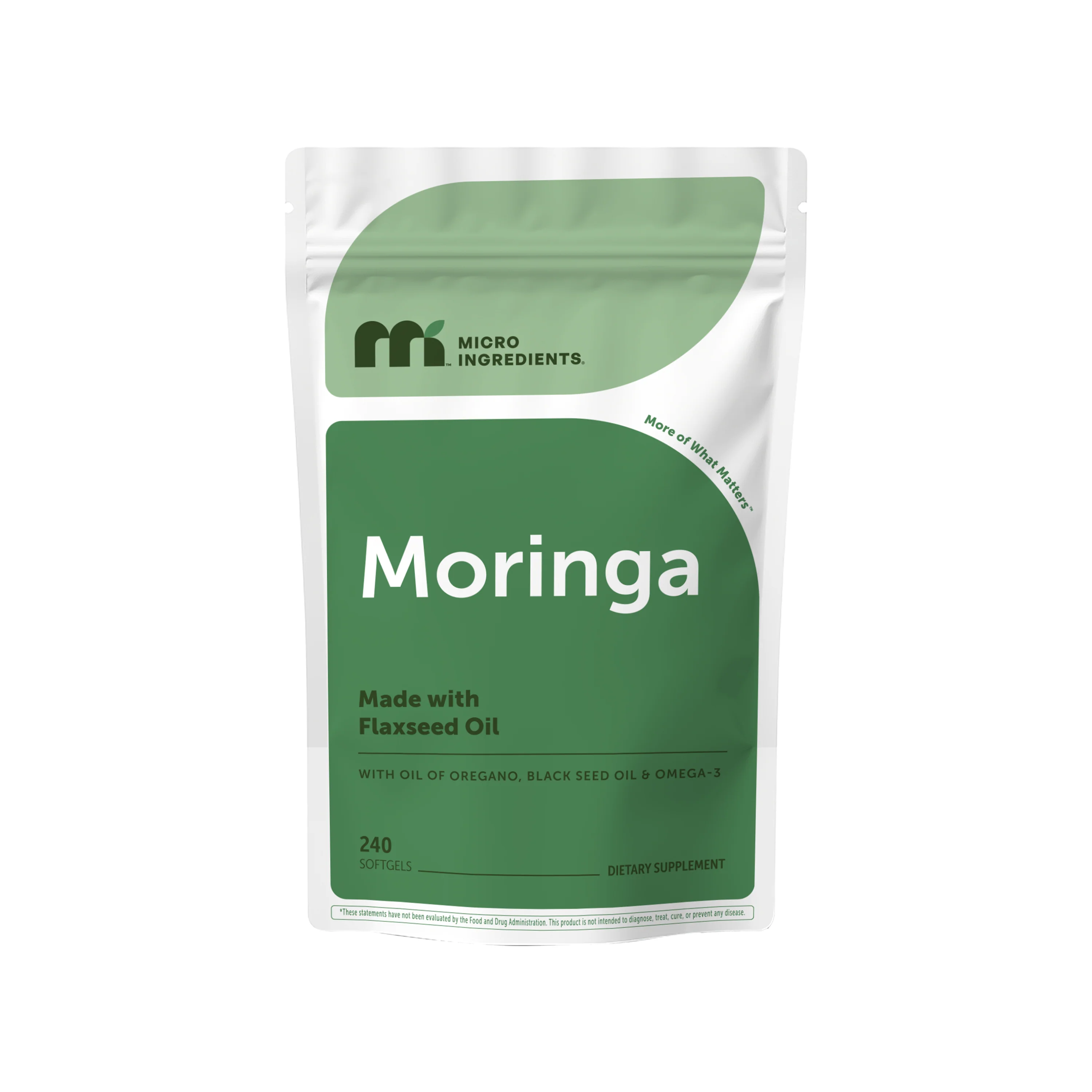 Micro Ingredients Moringa with Oregano Oil, Black Seed Oil & Omega-3, 240 Flaxseed Oil Softgels