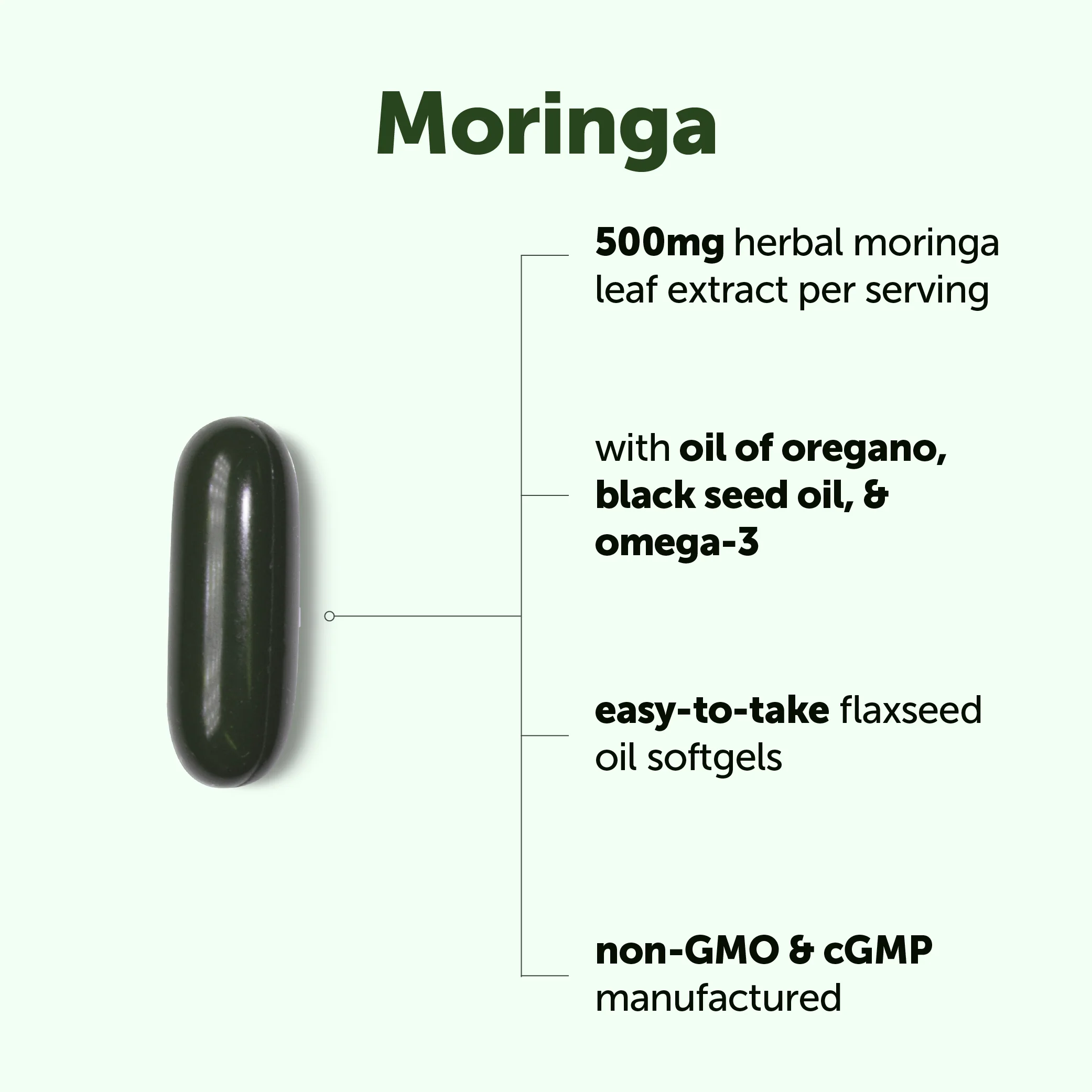 Micro Ingredients Moringa with Oregano Oil, Black Seed Oil & Omega-3, 240 Flaxseed Oil Softgels - Image 3