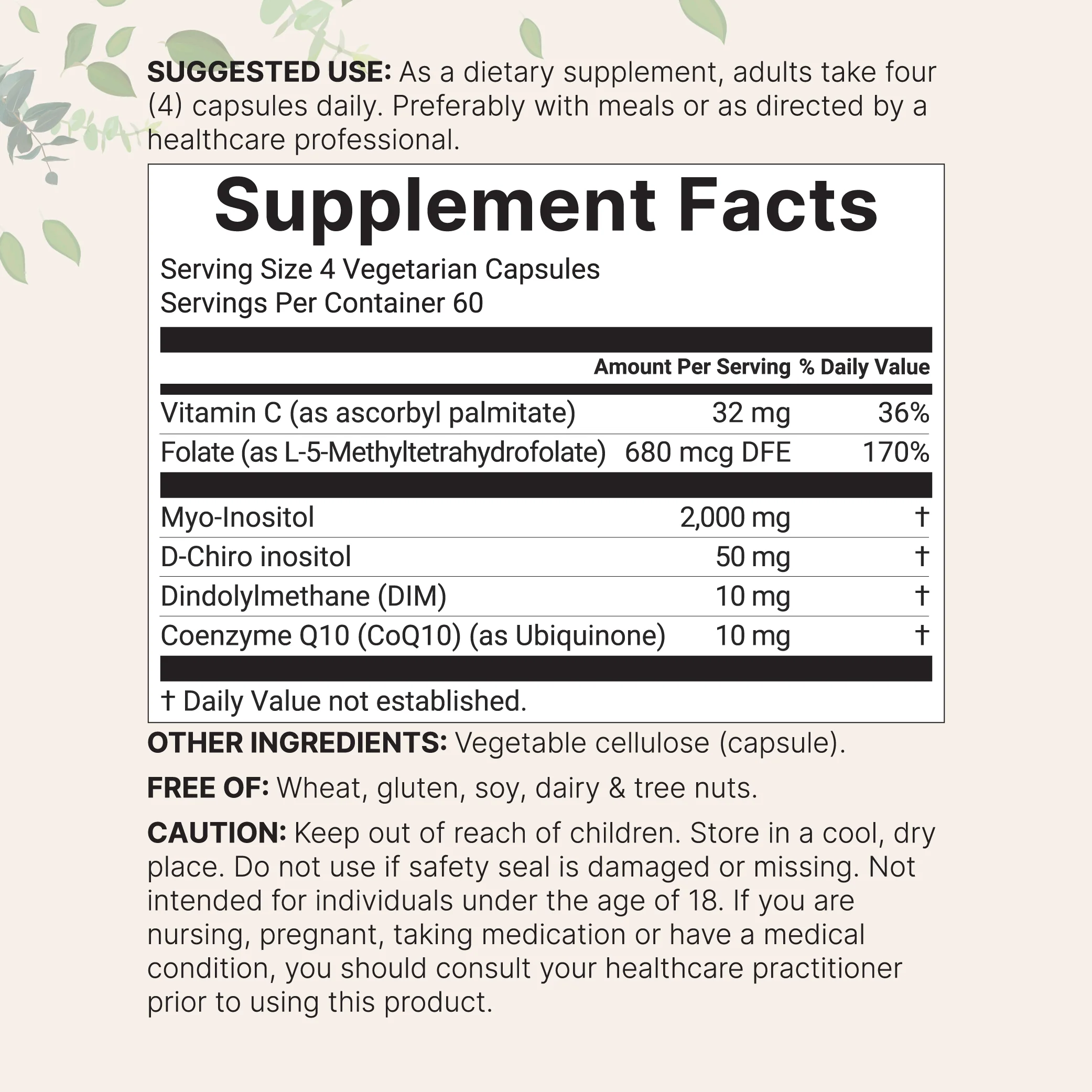 Micro Ingredients Myo-Inositol & D-Chiro Inositol 2,050mg, 240 Veggie Capsules - Image 2