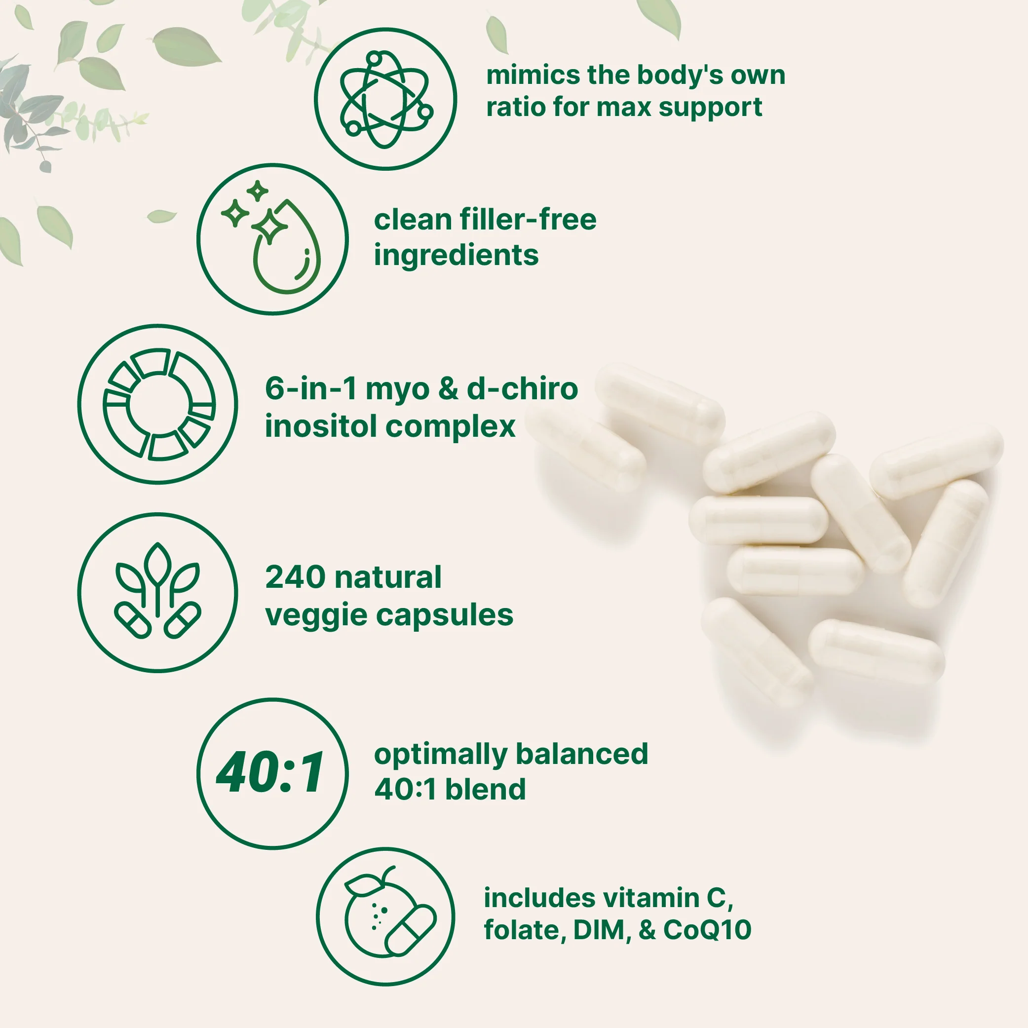 Micro Ingredients Myo-Inositol & D-Chiro Inositol 2,050mg, 240 Veggie Capsules - Image 3