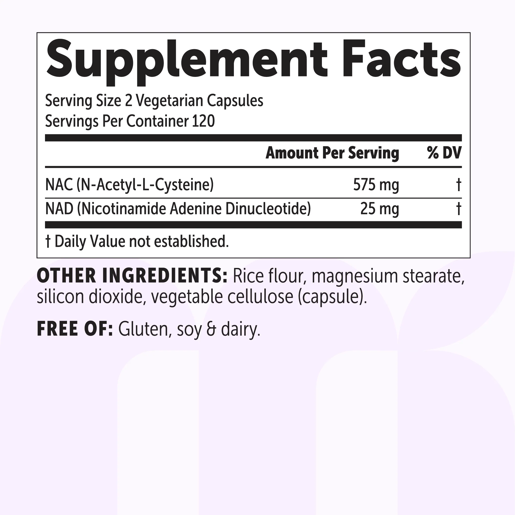 Micro Ingredients NAC with NAD+ 600mg, 240 Vegetarian Capsules - Image 2