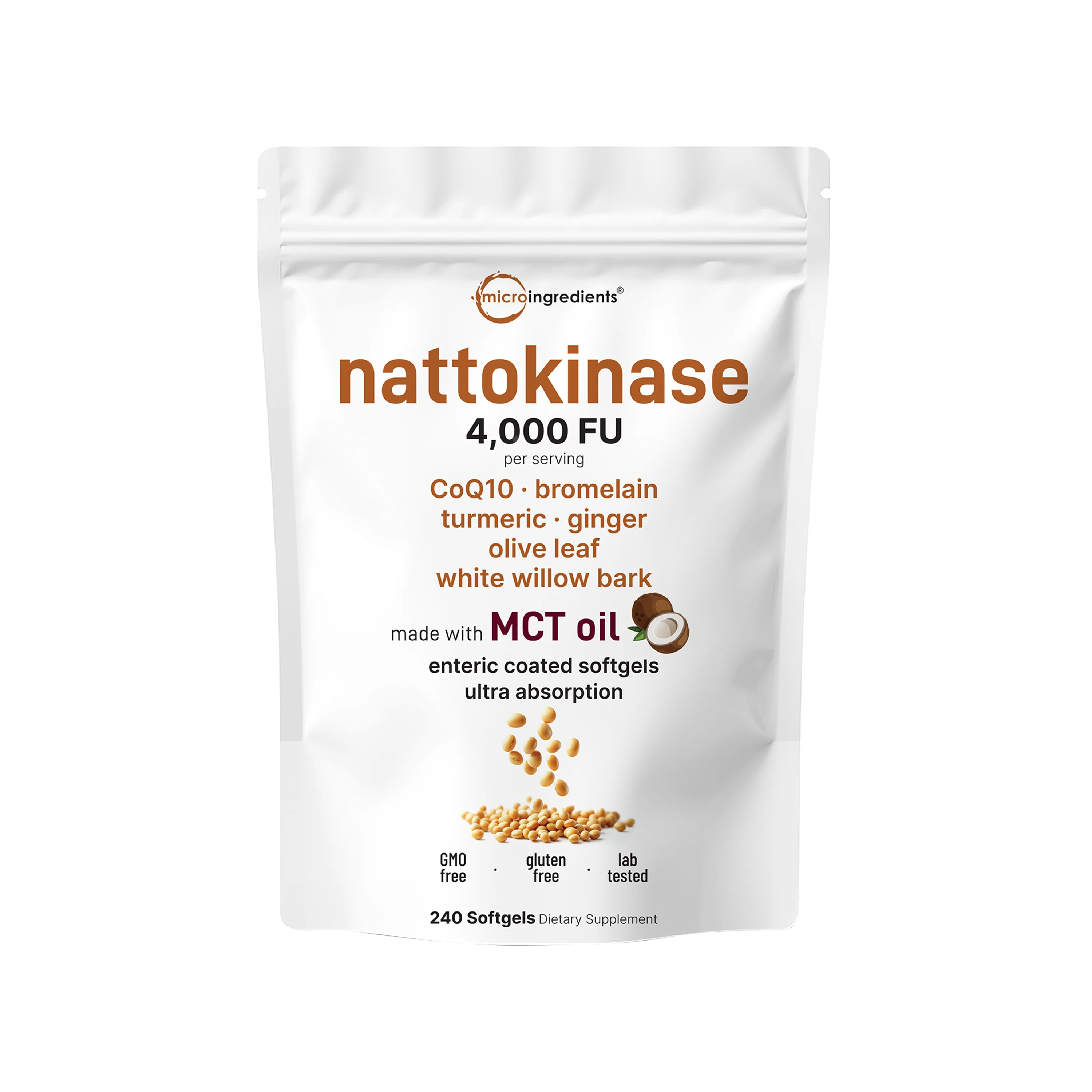 Micro Ingredients Nattokinase 4,000 FU Equivalent, Enteric Coated Softgels with MCT Oil - Image 4