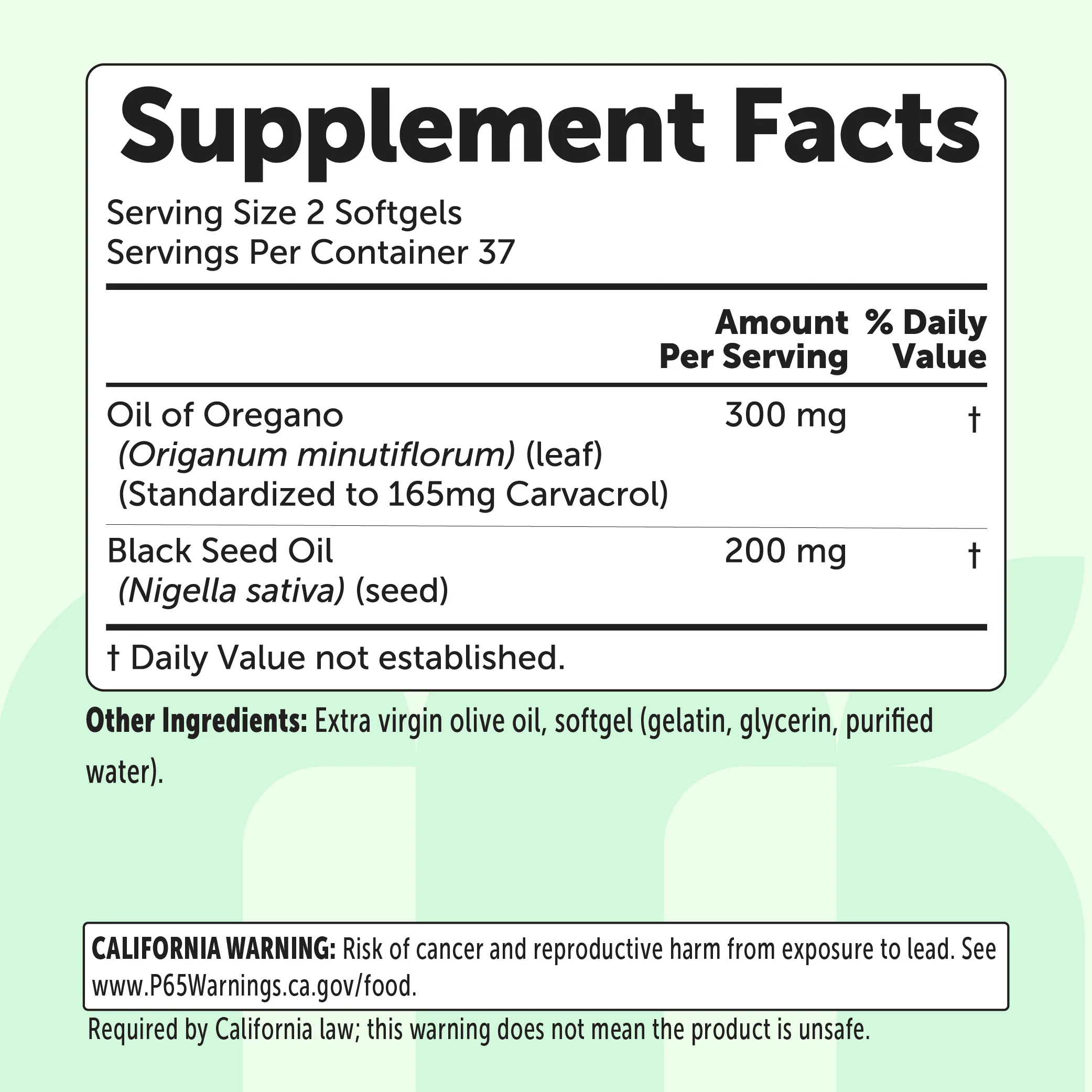 Micro Ingredients Oil of Oregano with Black Seed Oil Softgels - Image 3