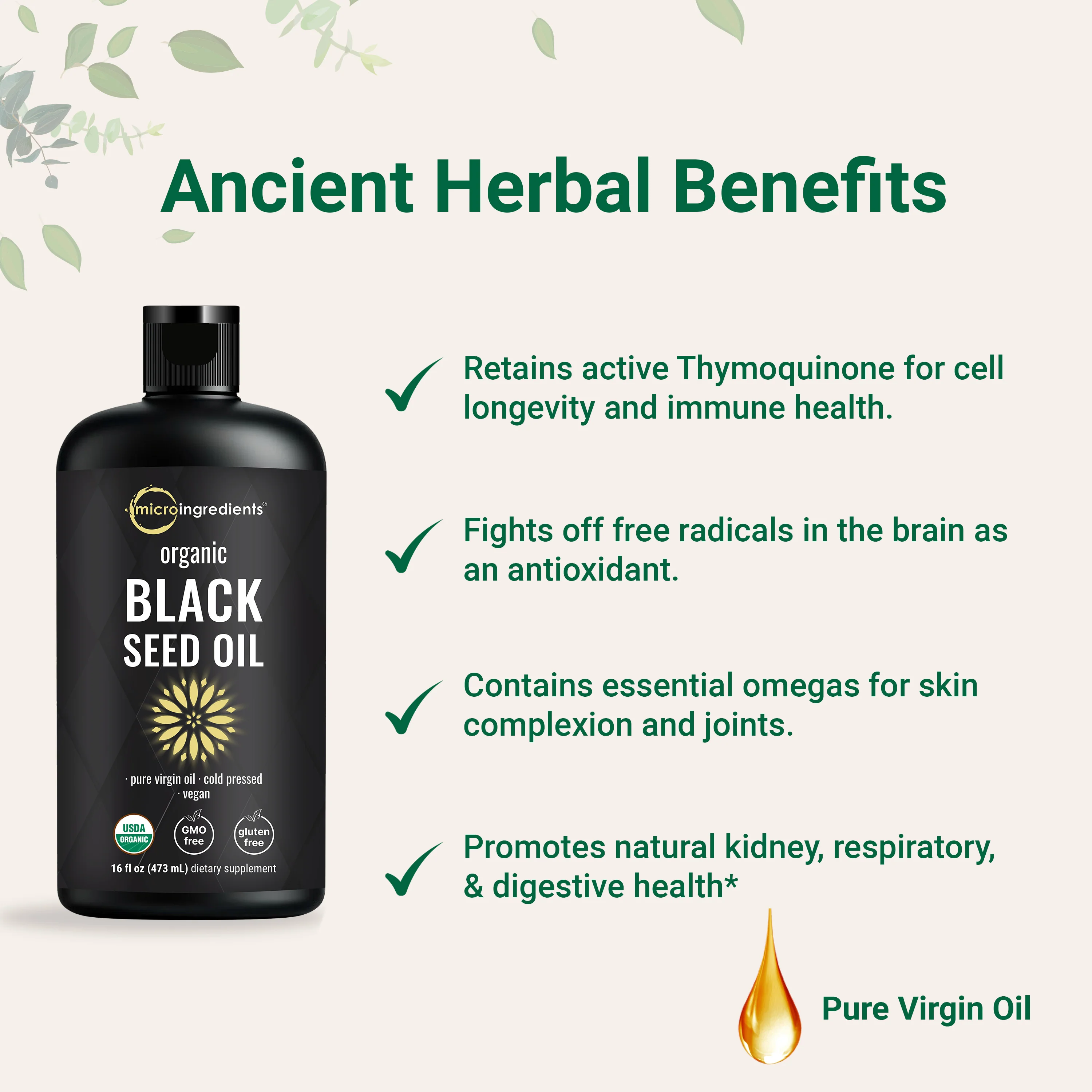 Micro Ingredients Organic Black Seed Oil, 16 fl oz | Cold Pressed Black Cumin Seeds from Nigella Sativa - Image 5